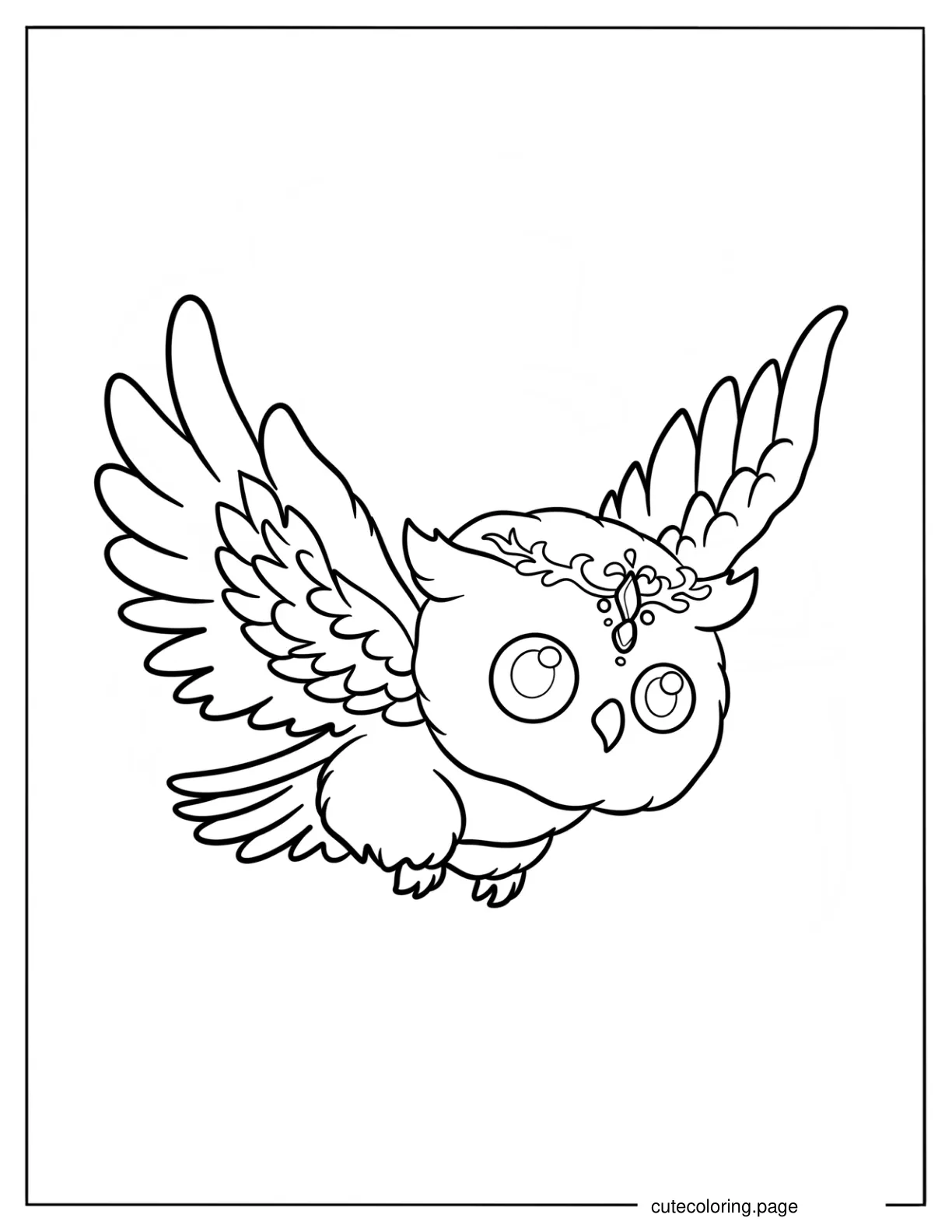 Adorable Arctic Owl With Tiara Coloring Page For Kids coloring page