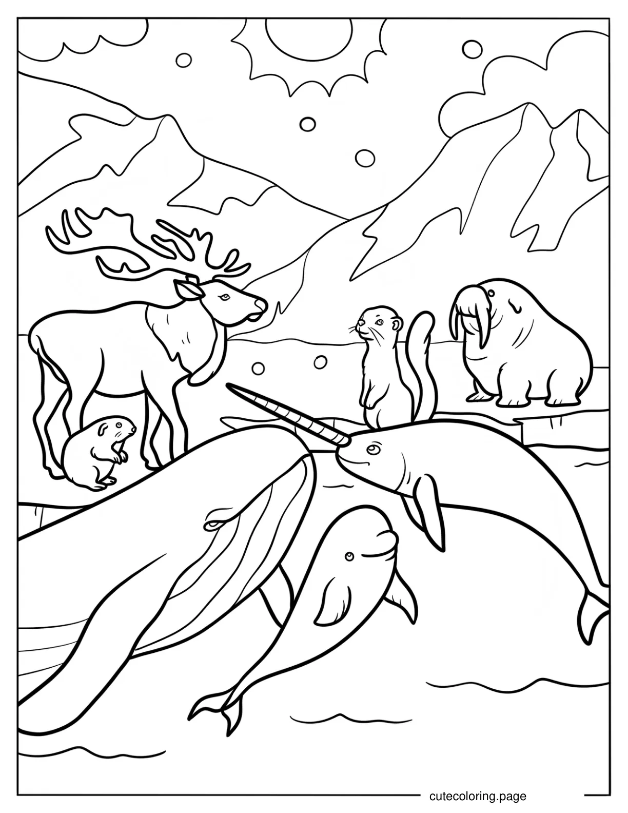 Realistic Arctic Animals Coloring Page coloring page