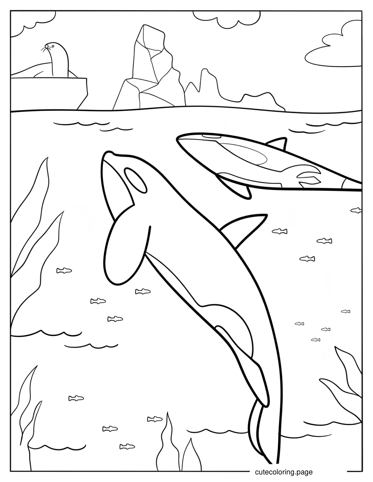 Whales In The Arctic Coloring Sheet coloring page