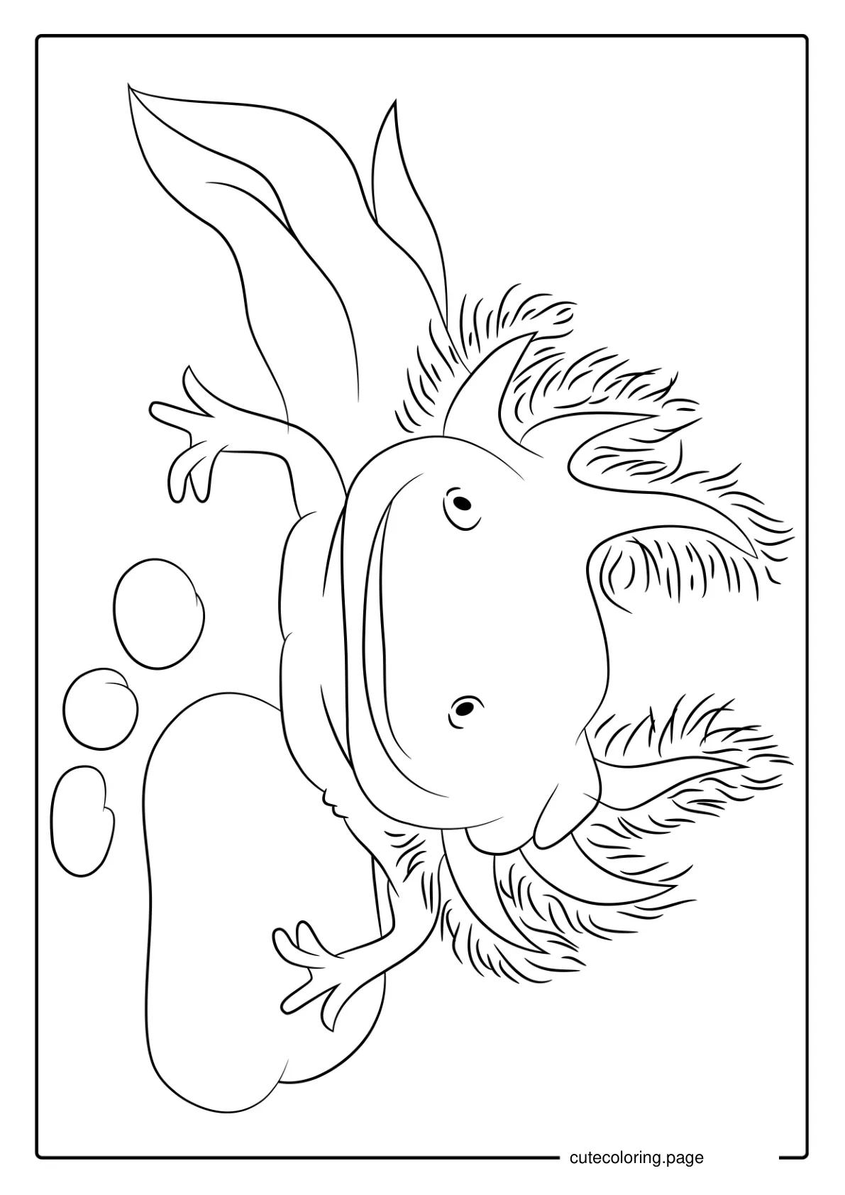 Axolotl Resting Under Water coloring page