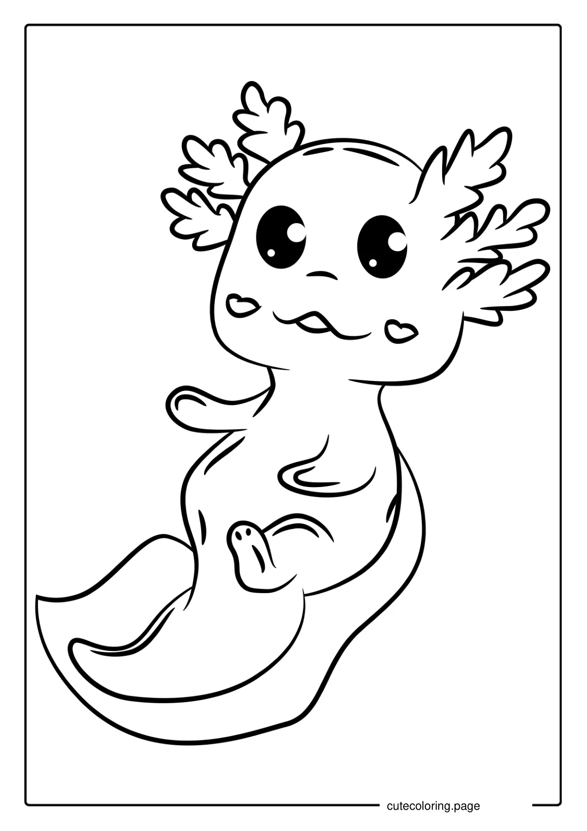 Cute Axolotl Cartoon Coloring Page coloring page