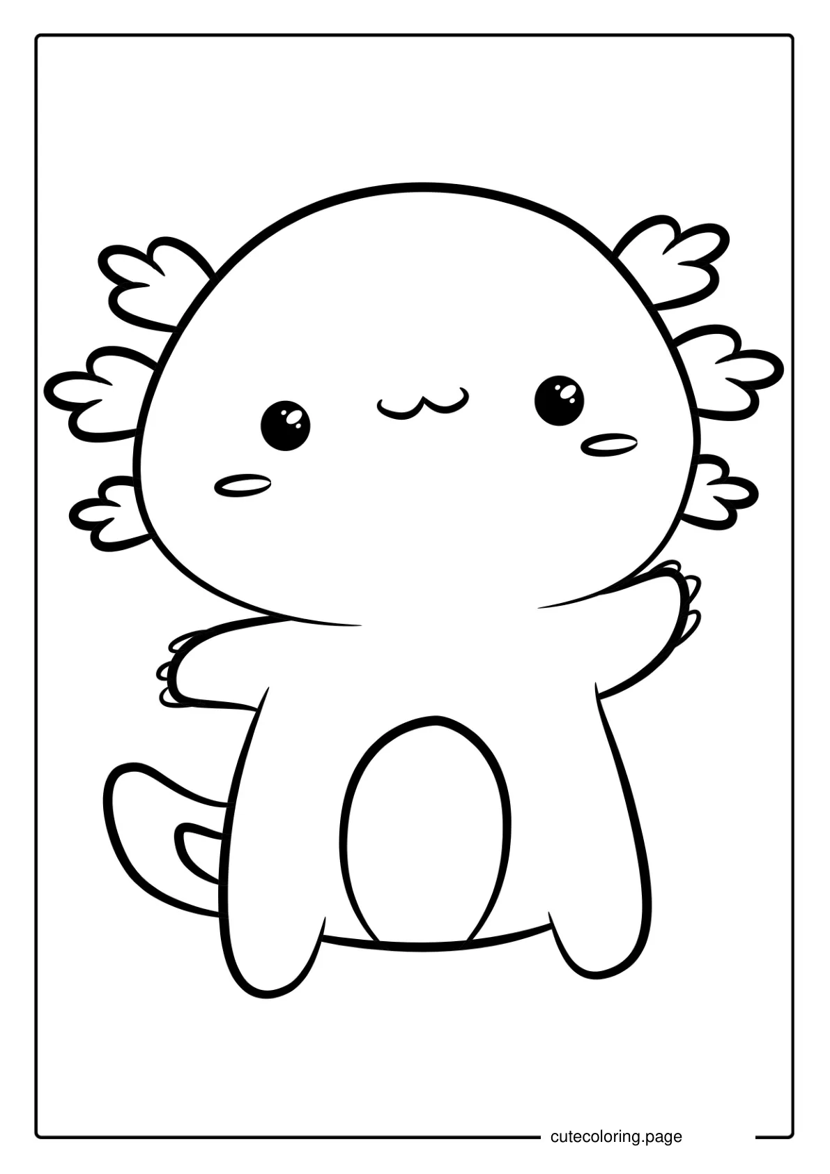 Cute Axolotl To Color In For Kids coloring page