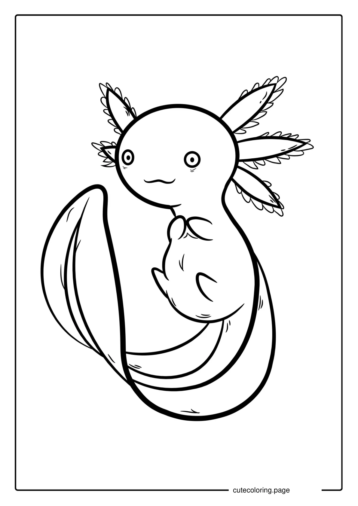 Cute Kawaii Axolotl Coloring Sheet coloring page