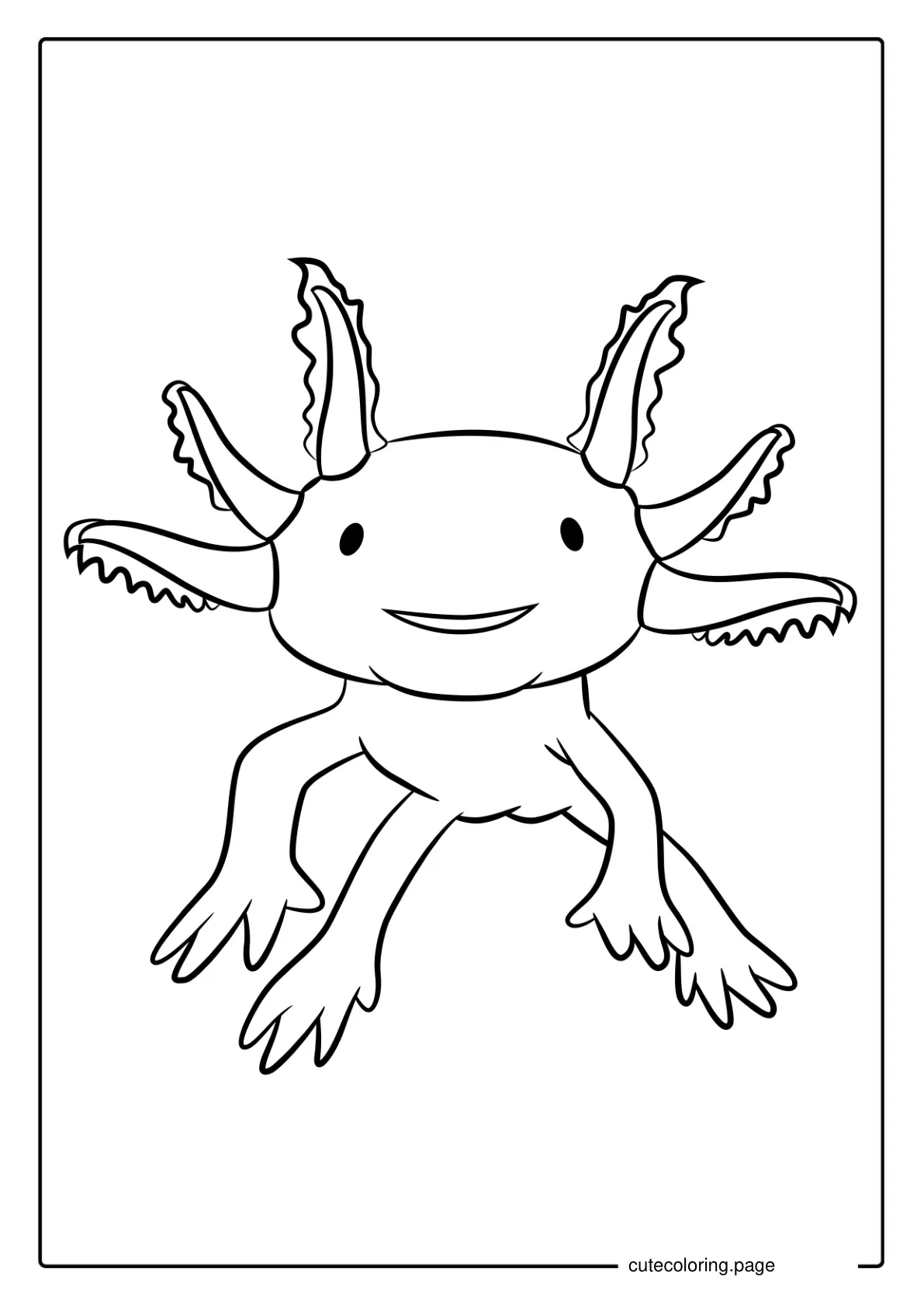 Floating Axolotl To Color In coloring page