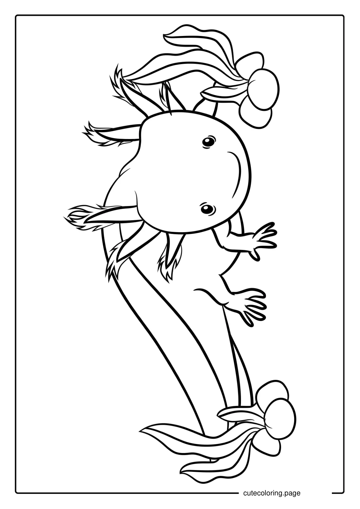 Smiling Axolotl In Tank Coloring Sheet coloring page