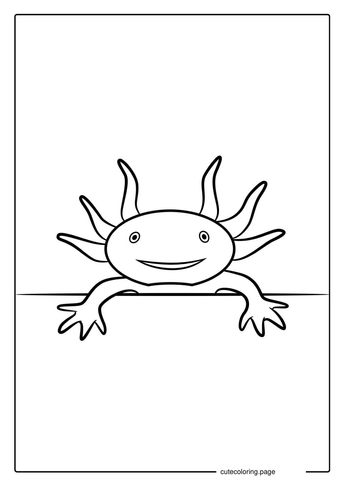 Smiling Axolotl To Color In coloring page