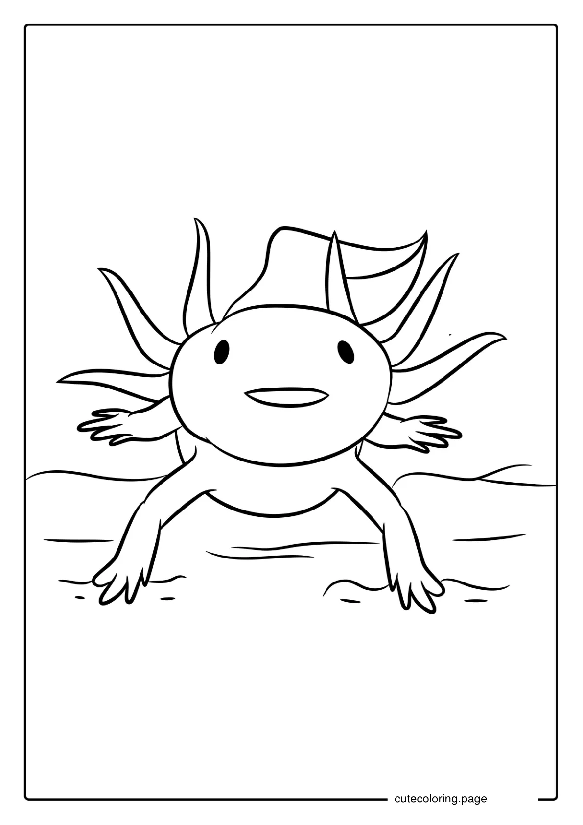 Smiling Axolotl Under Water Coloring Sheet coloring page