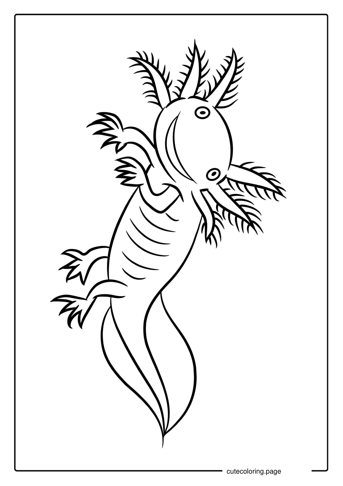 Swimming Axolotl Coloring Sheet coloring page