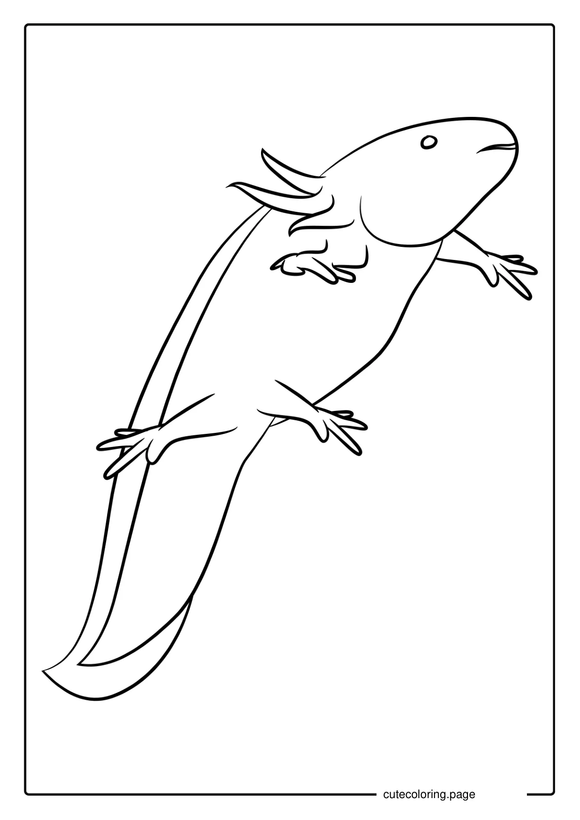 Swimming Axolotl To Color coloring page