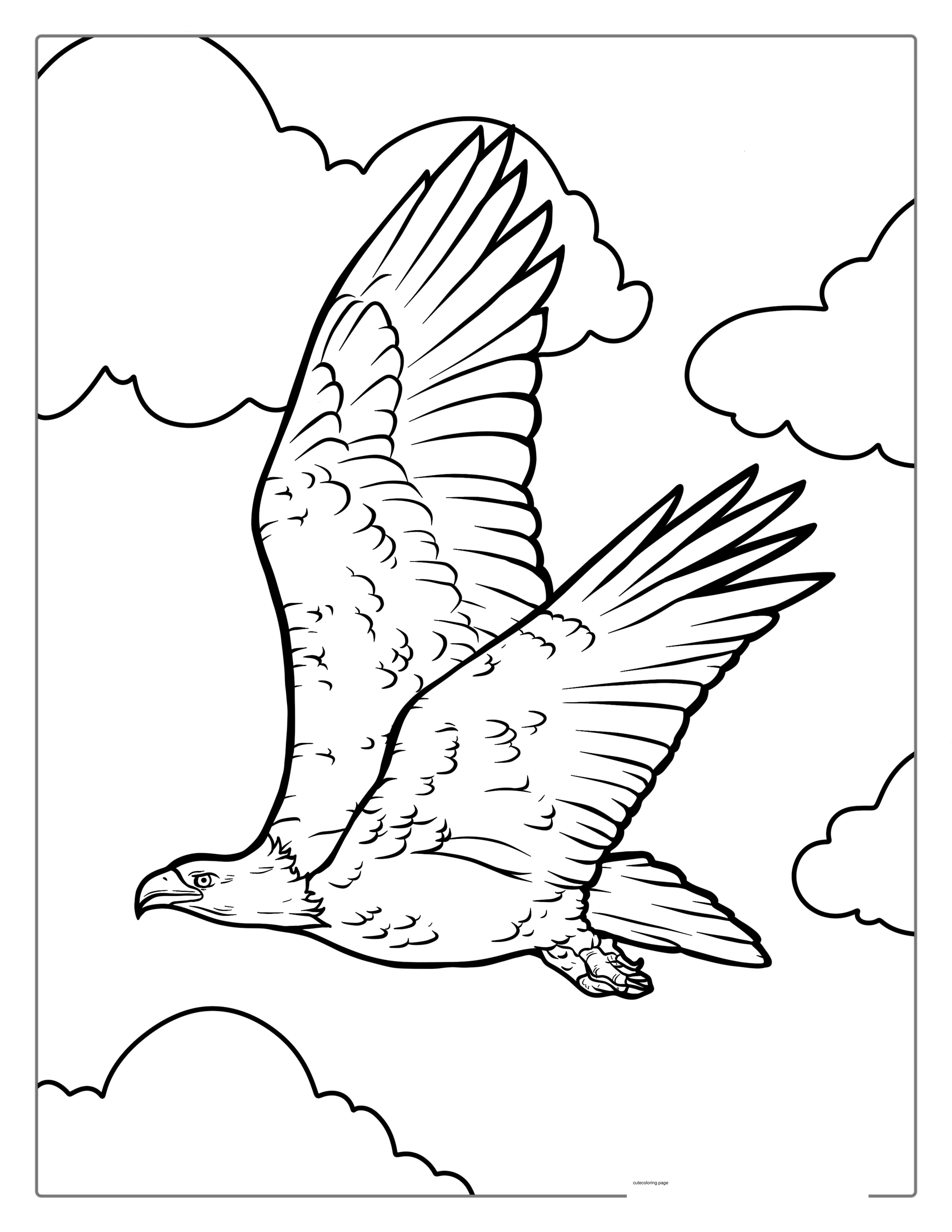 Bald Eagle Flying With Stunning Wings coloring page