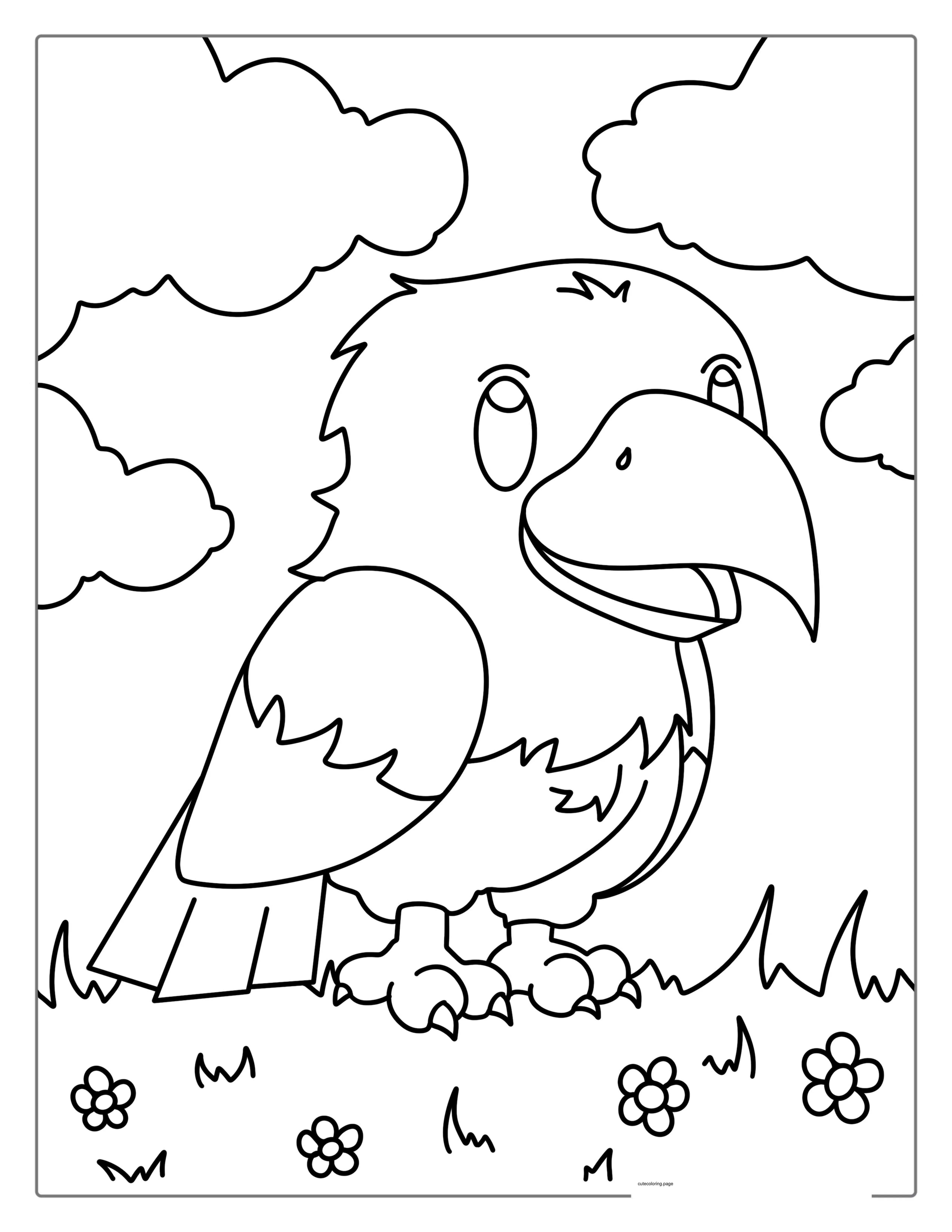 Cartoon Bald Eagle Coloring Page For Kids coloring page