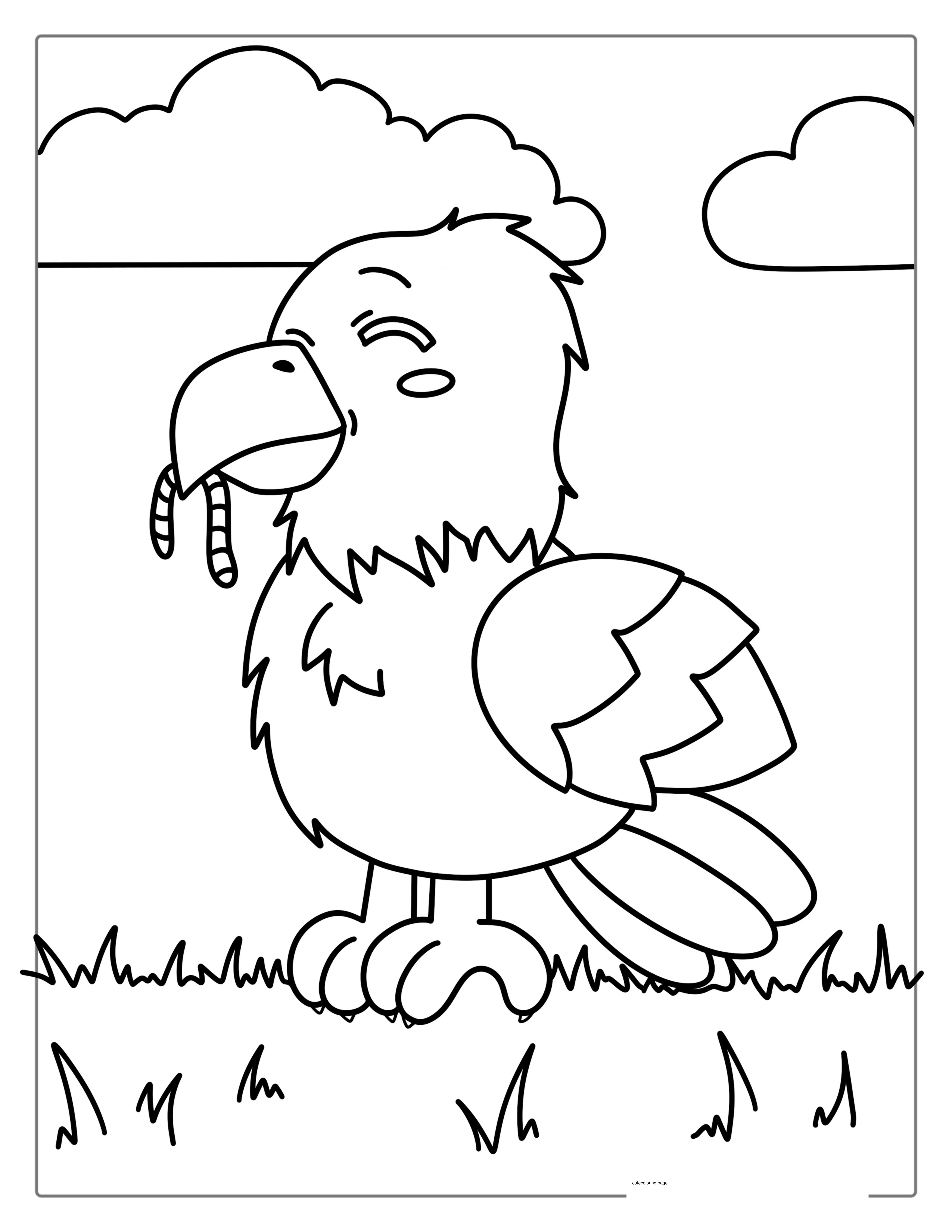 Cute Bald Eagle Eating Worm Coloring Page coloring page