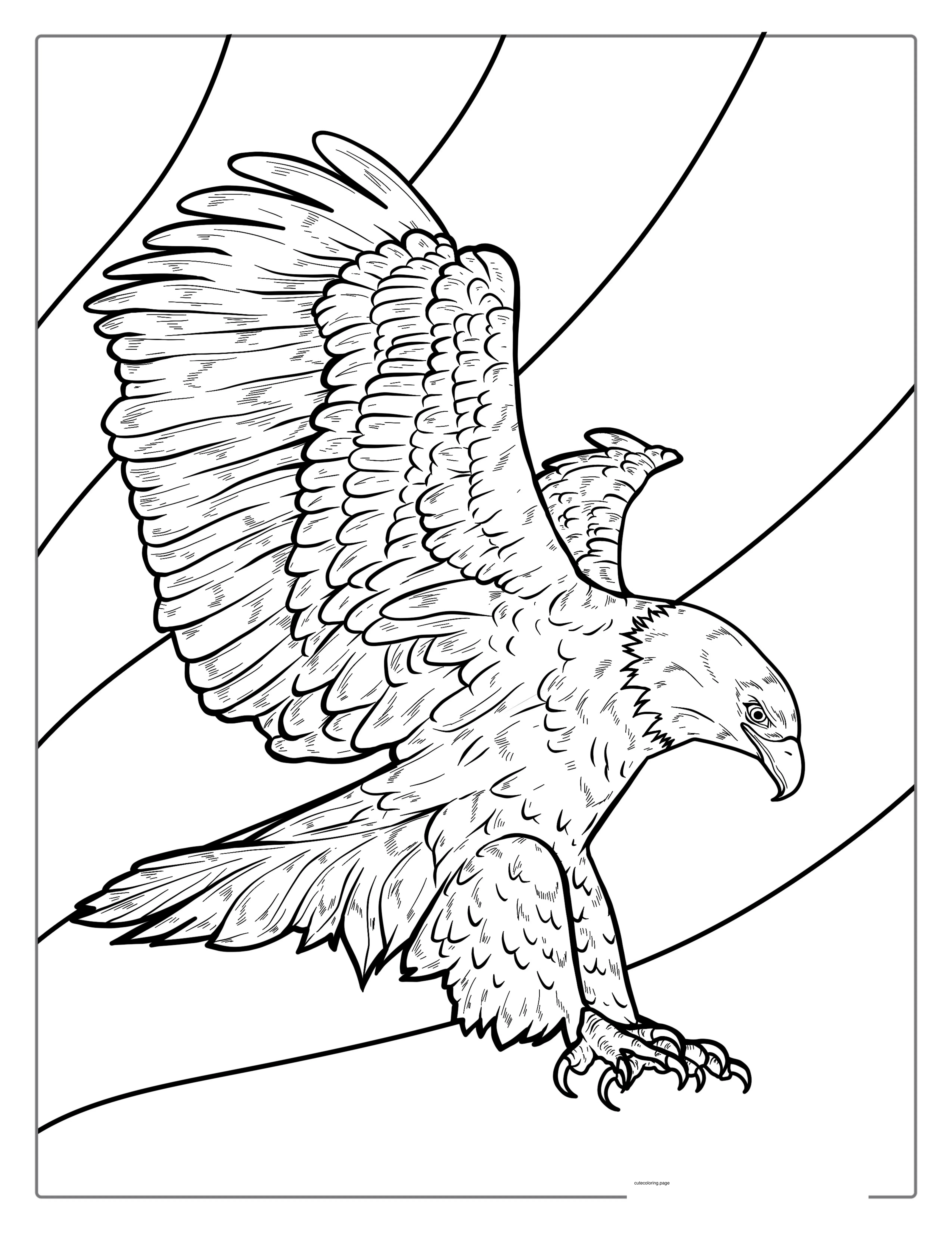 Difficult Swooping Bald Eagle To Color coloring page