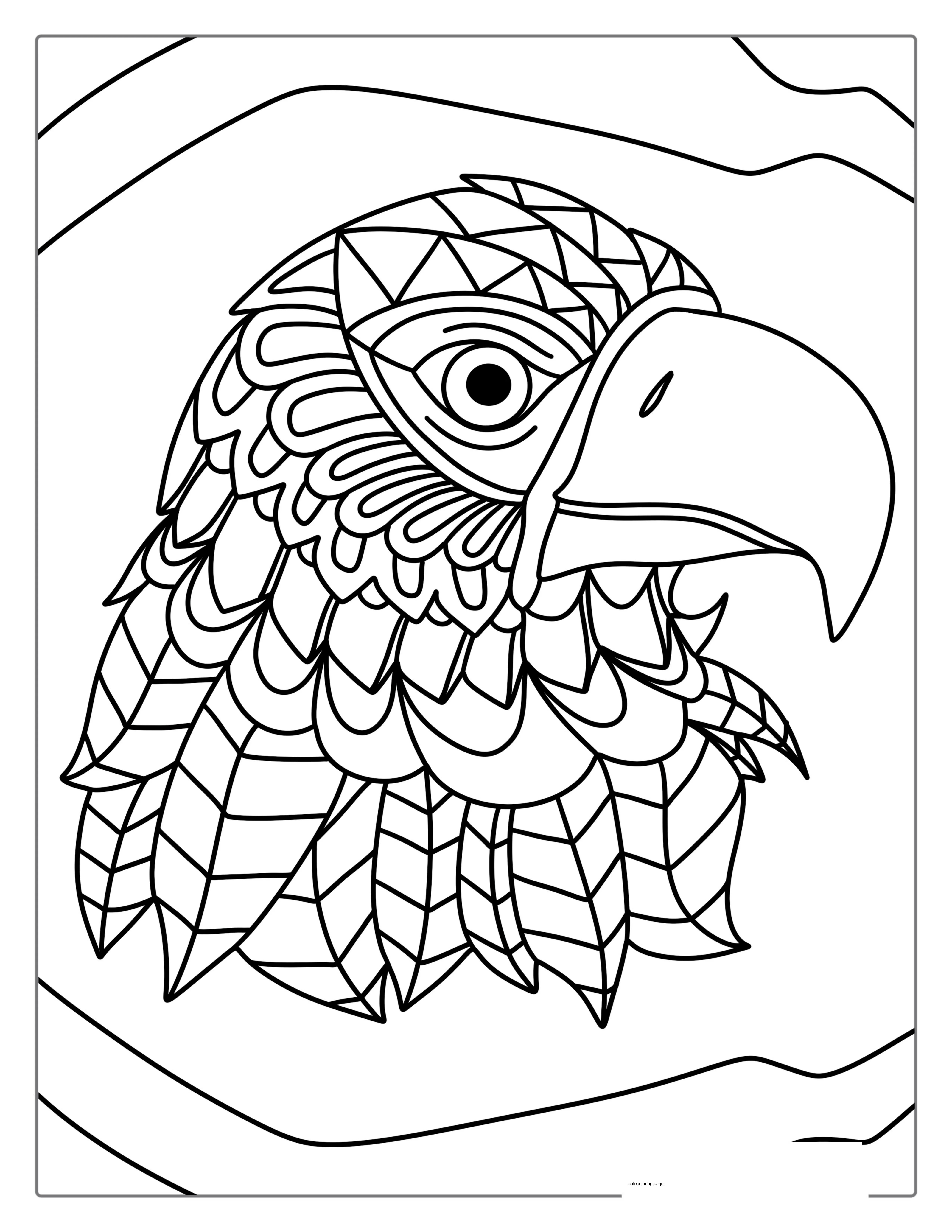 Mandala Bald Eagle Coloring Picture coloring page