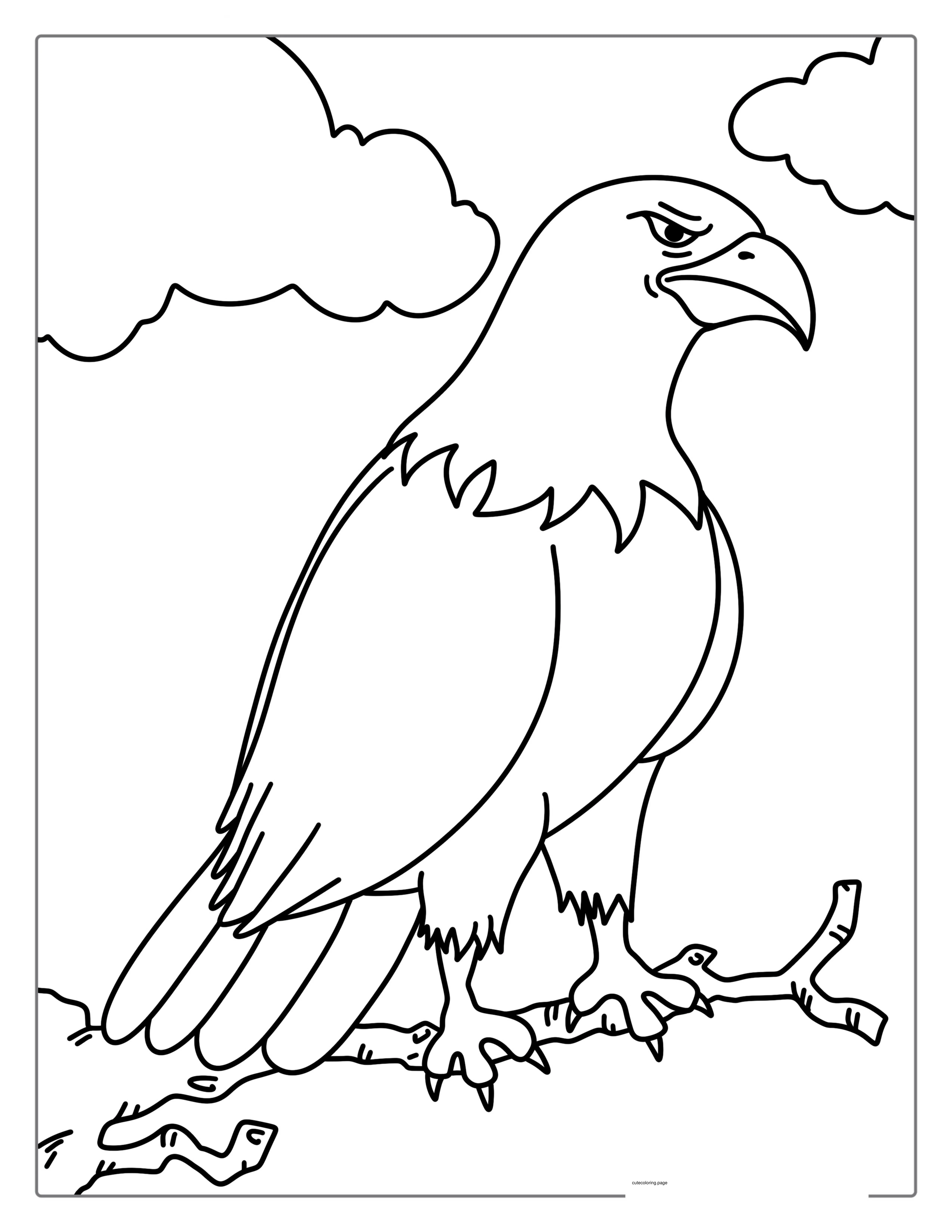 Outline Of Bald Eagle For Kids coloring page