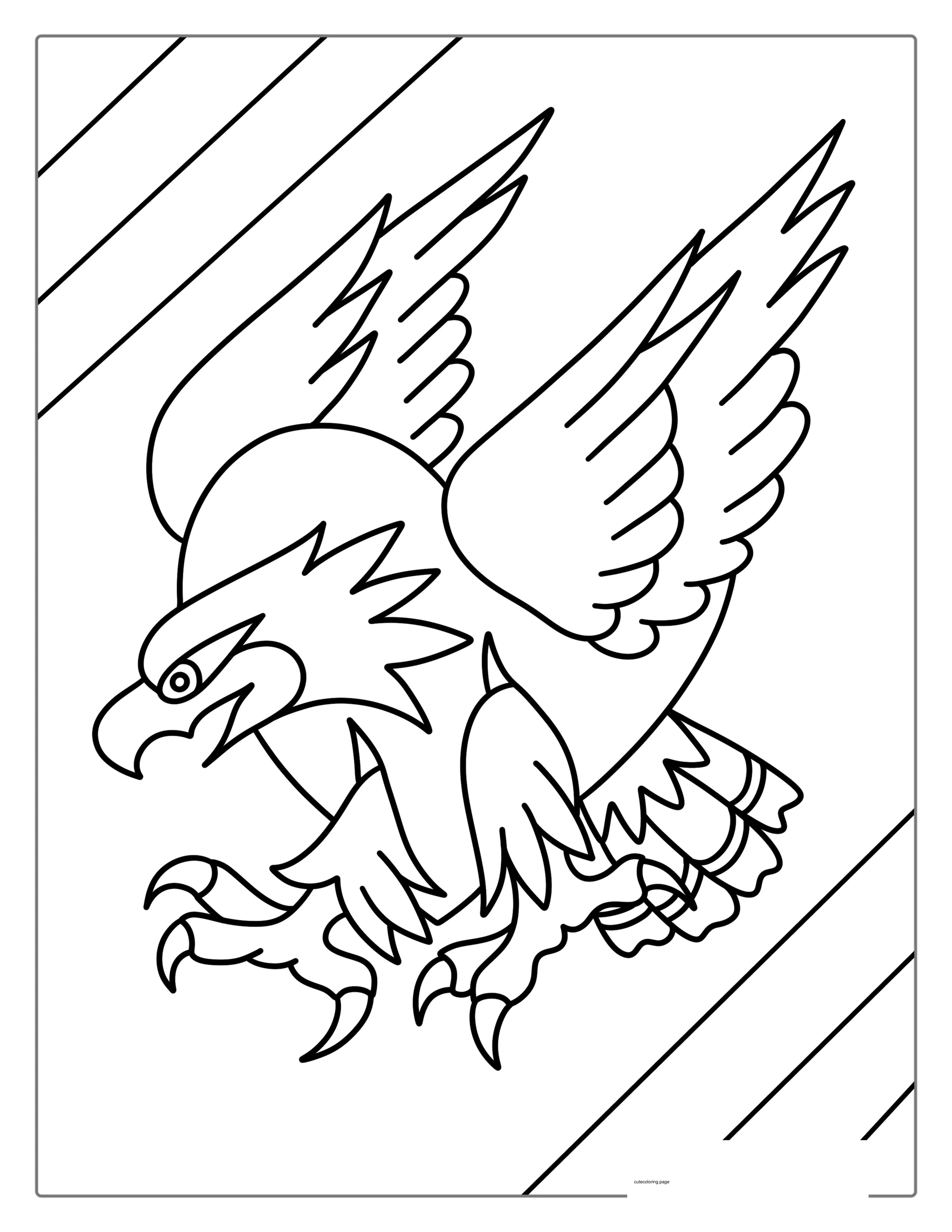 Swooping Bald Eagle To Color For Kids coloring page