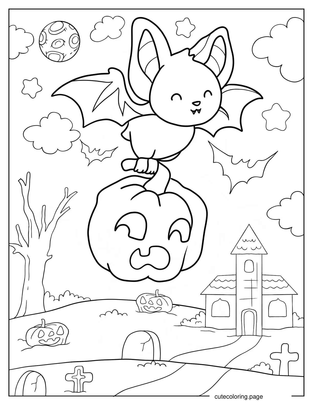 Bat Carrying Jack O Lantern On Halloween coloring page