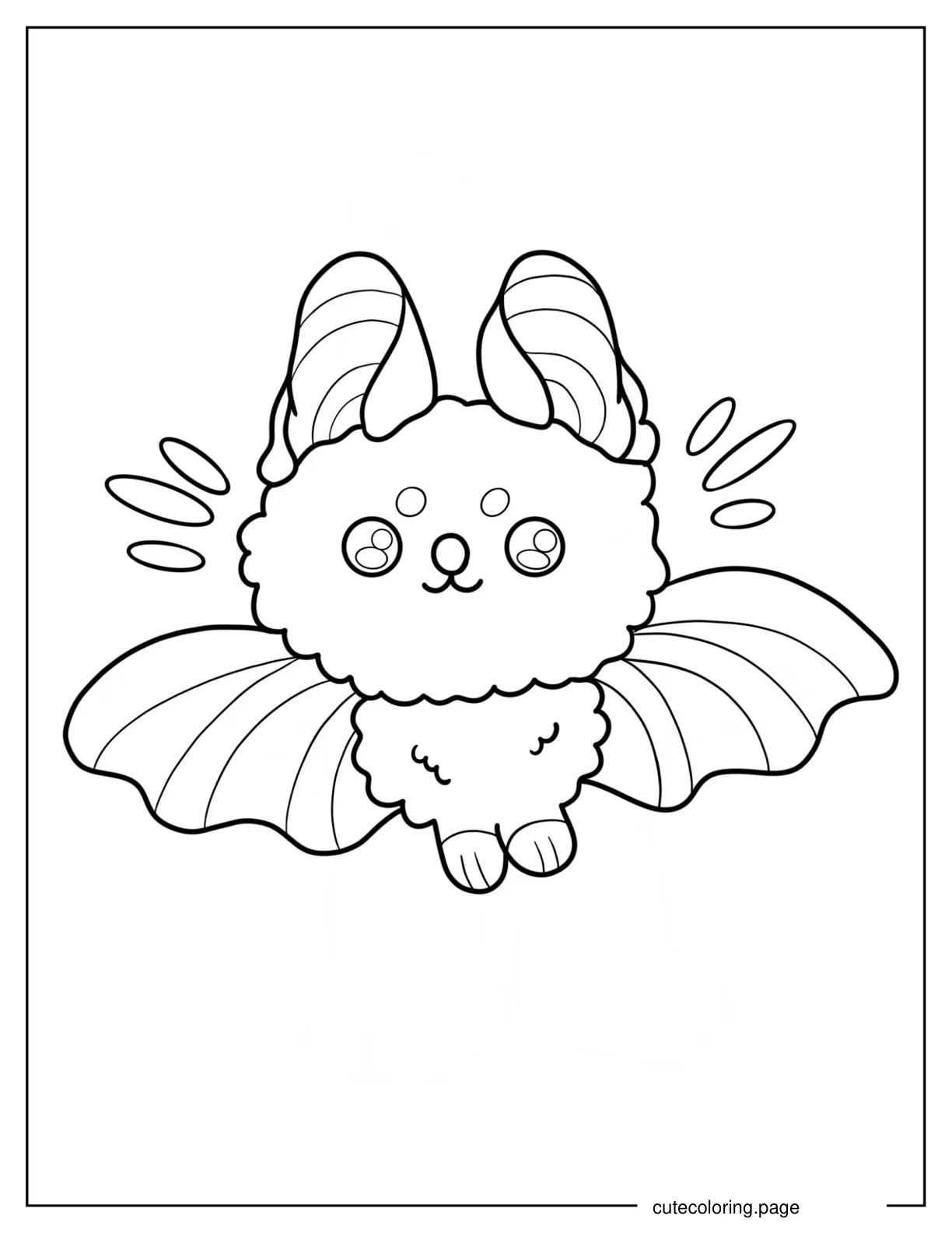 Kawaii Bat Flying Coloring Page For Preschoolers coloring page