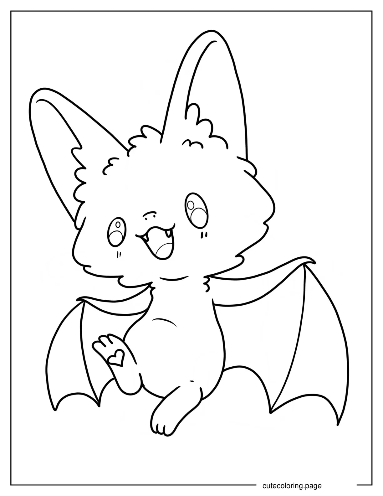 Simple Happy Bat Coloring Sheet For Preschoolers coloring page