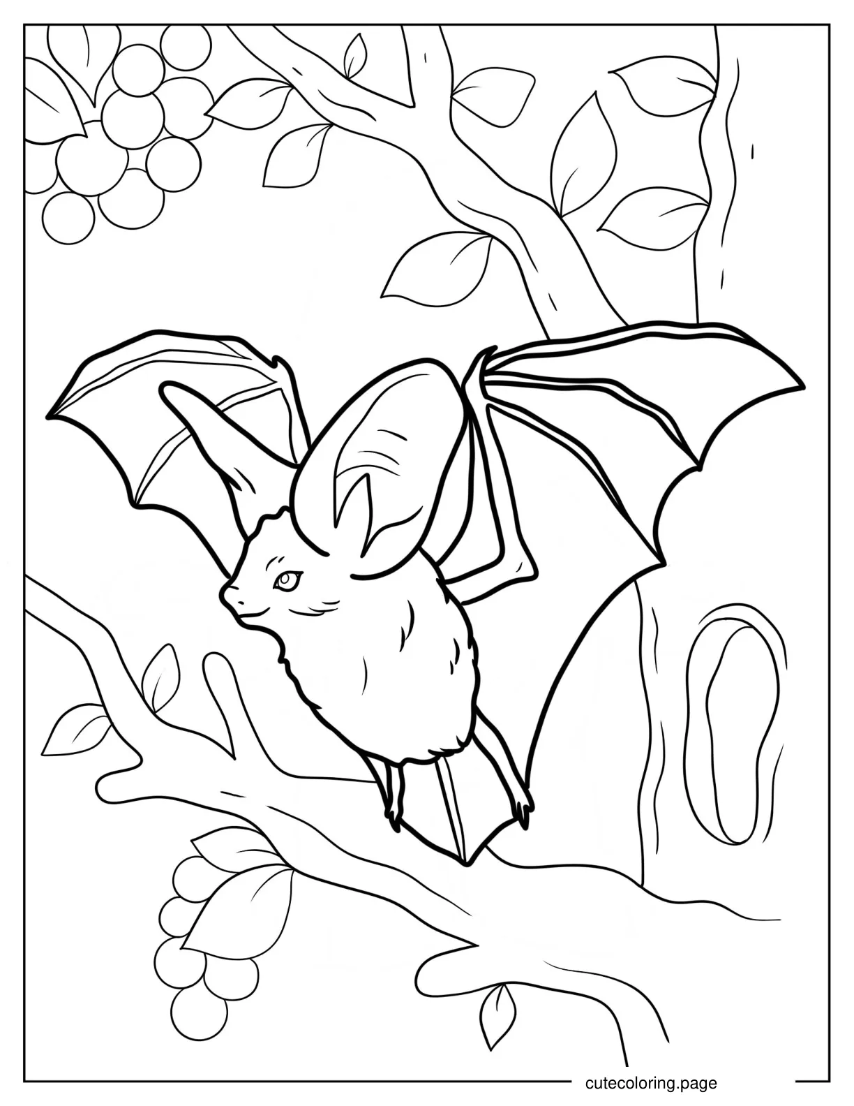 Spotted Bat Flying Coloring Sheet coloring page