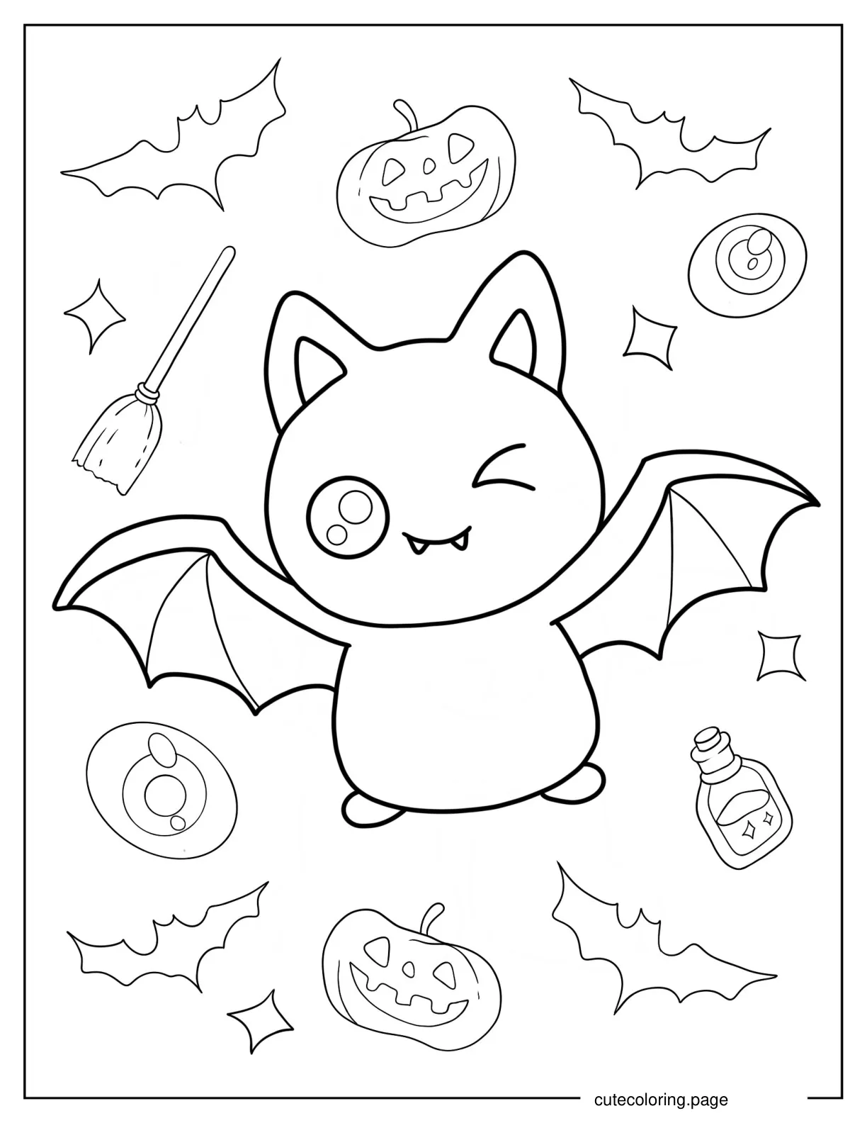 Winking Bat Coloring Page For Kids coloring page