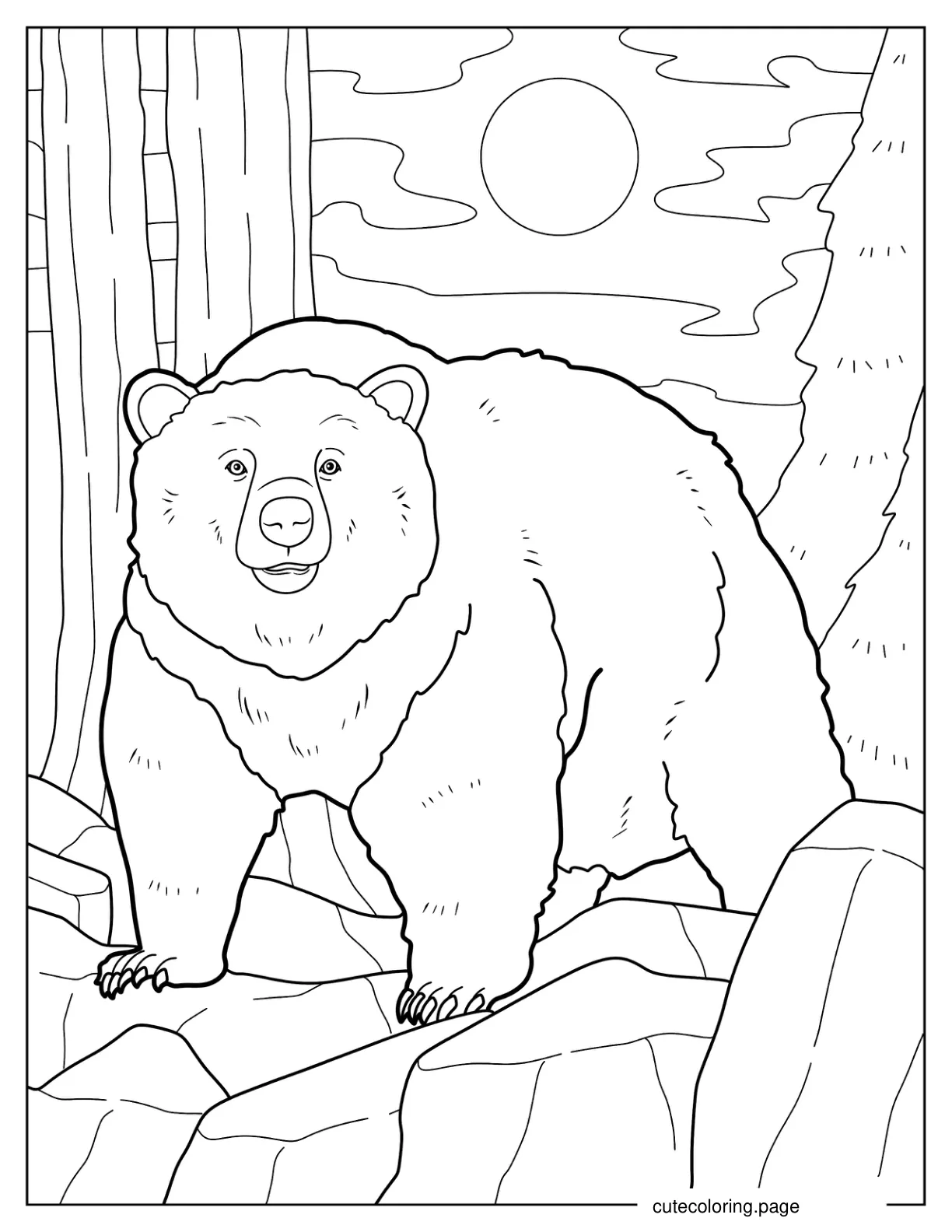 Bear Walking In Rocky Terrain Coloring Page coloring page