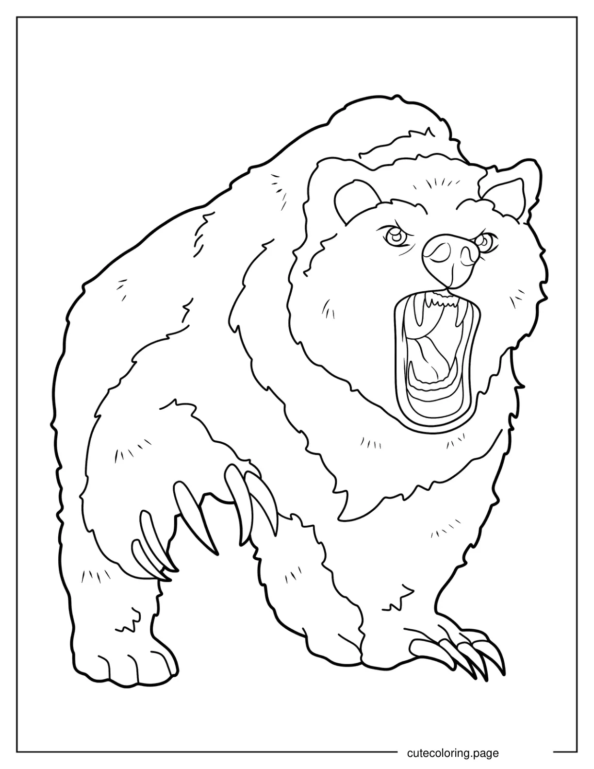 Bear With Sharp Teeth And Claws Coloring Page coloring page