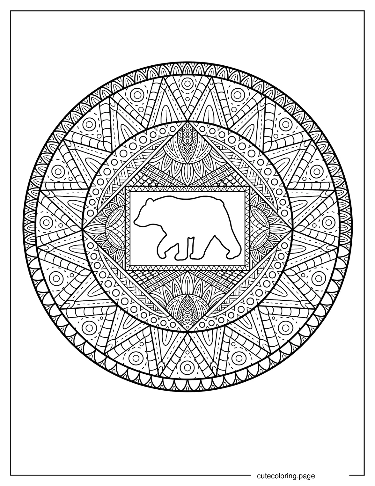 Detailed Bear Mandala coloring page