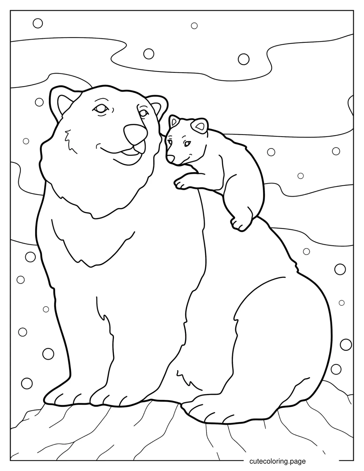 Easy Bear Cub Hugging Mama Bear Coloring Page coloring page