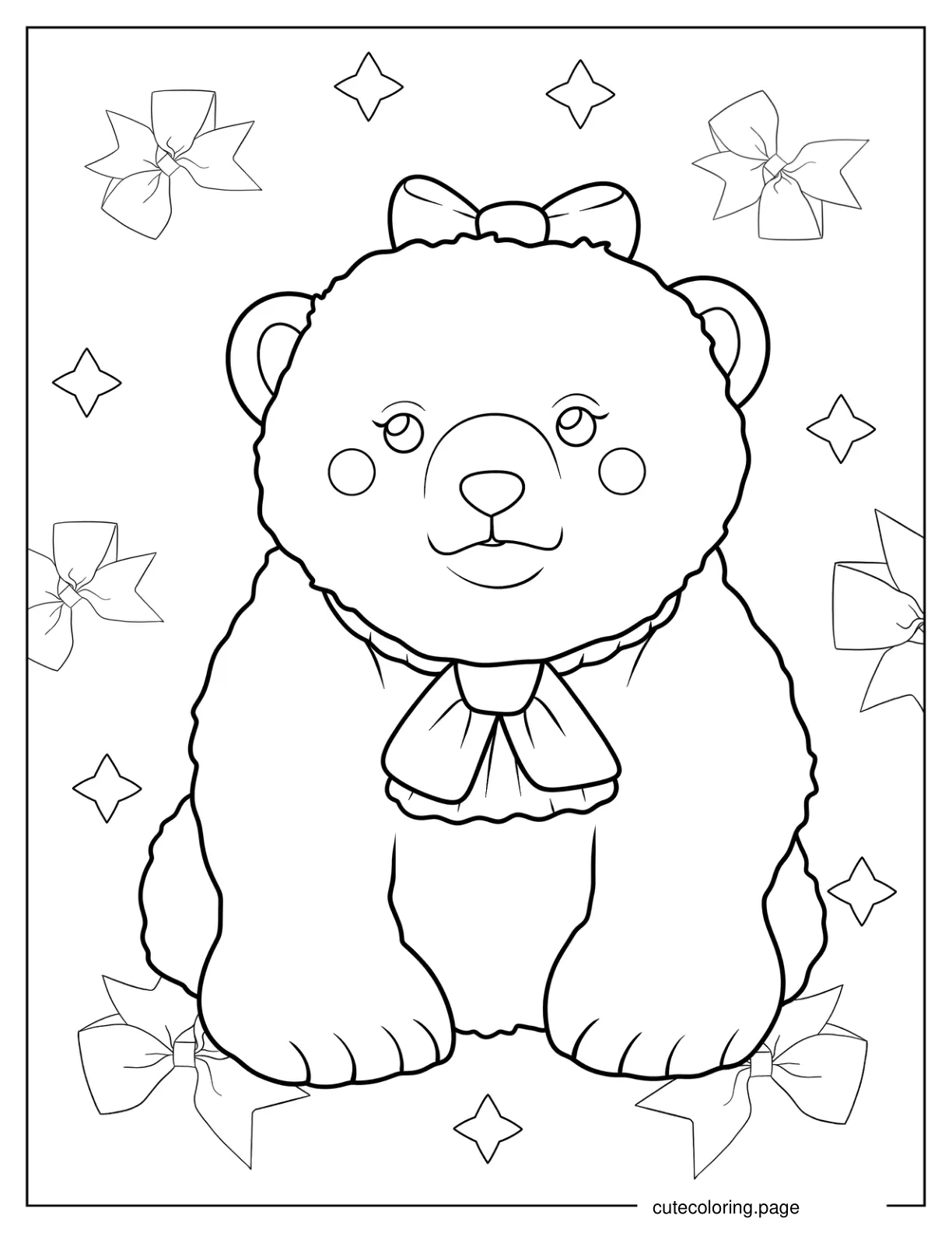 Female Bear Wearing Ribbon On Head Coloring Sheet coloring page