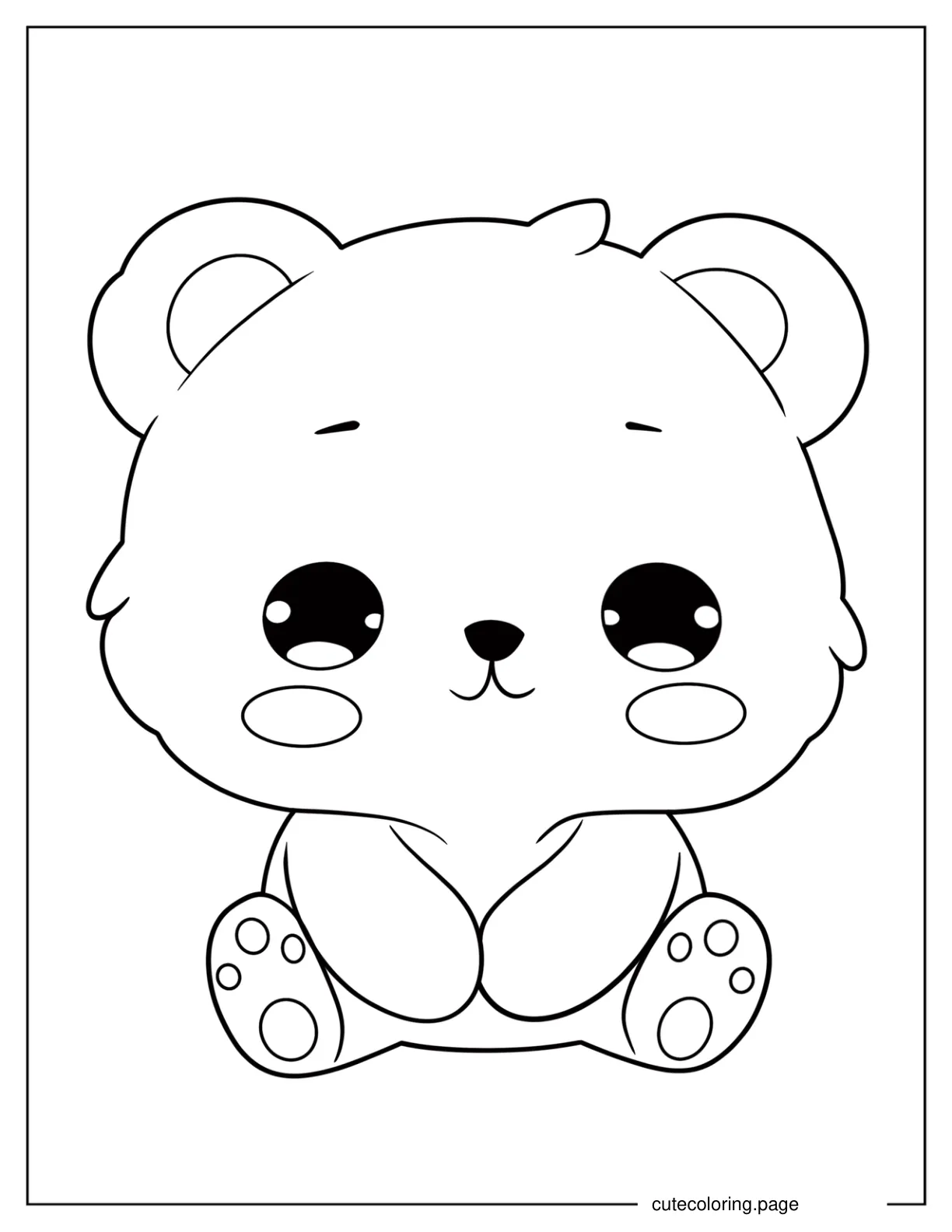 Kawaii Bear Coloring Sheet For Preschoolers coloring page