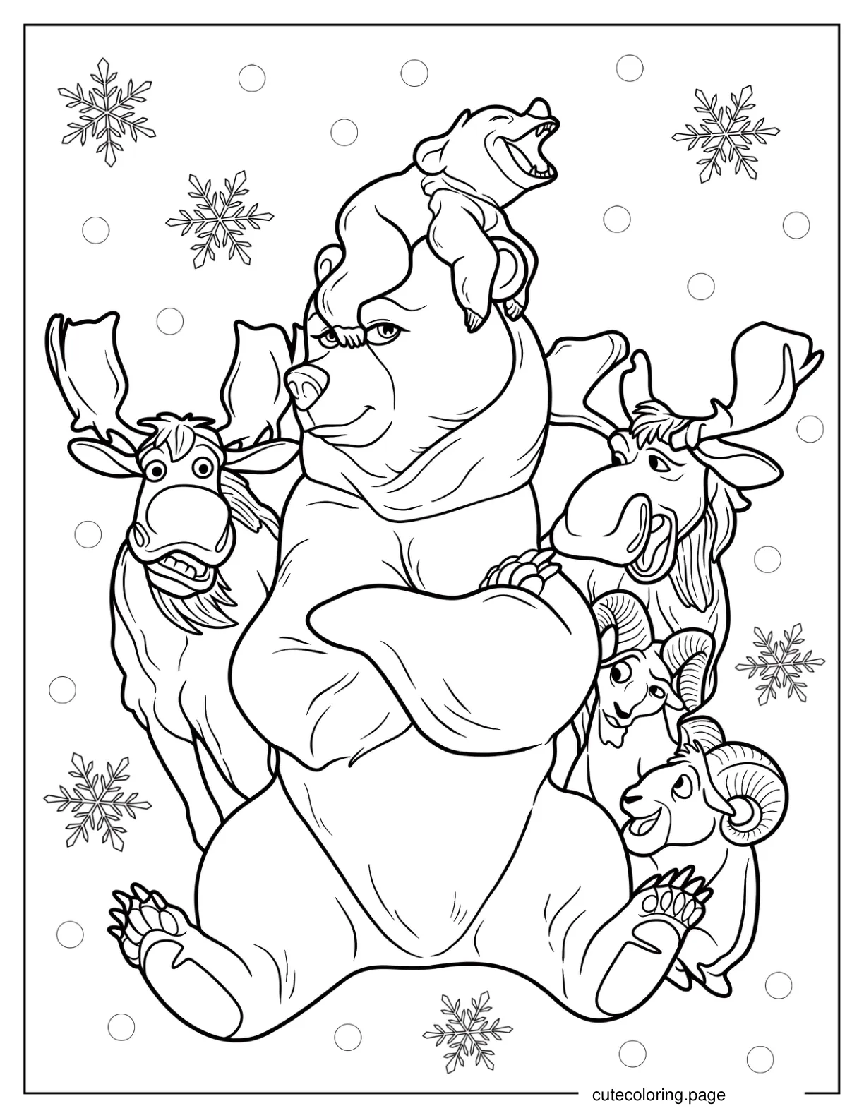 Kenai Koda Rutt And Tuke Brother Bear Coloring Page coloring page