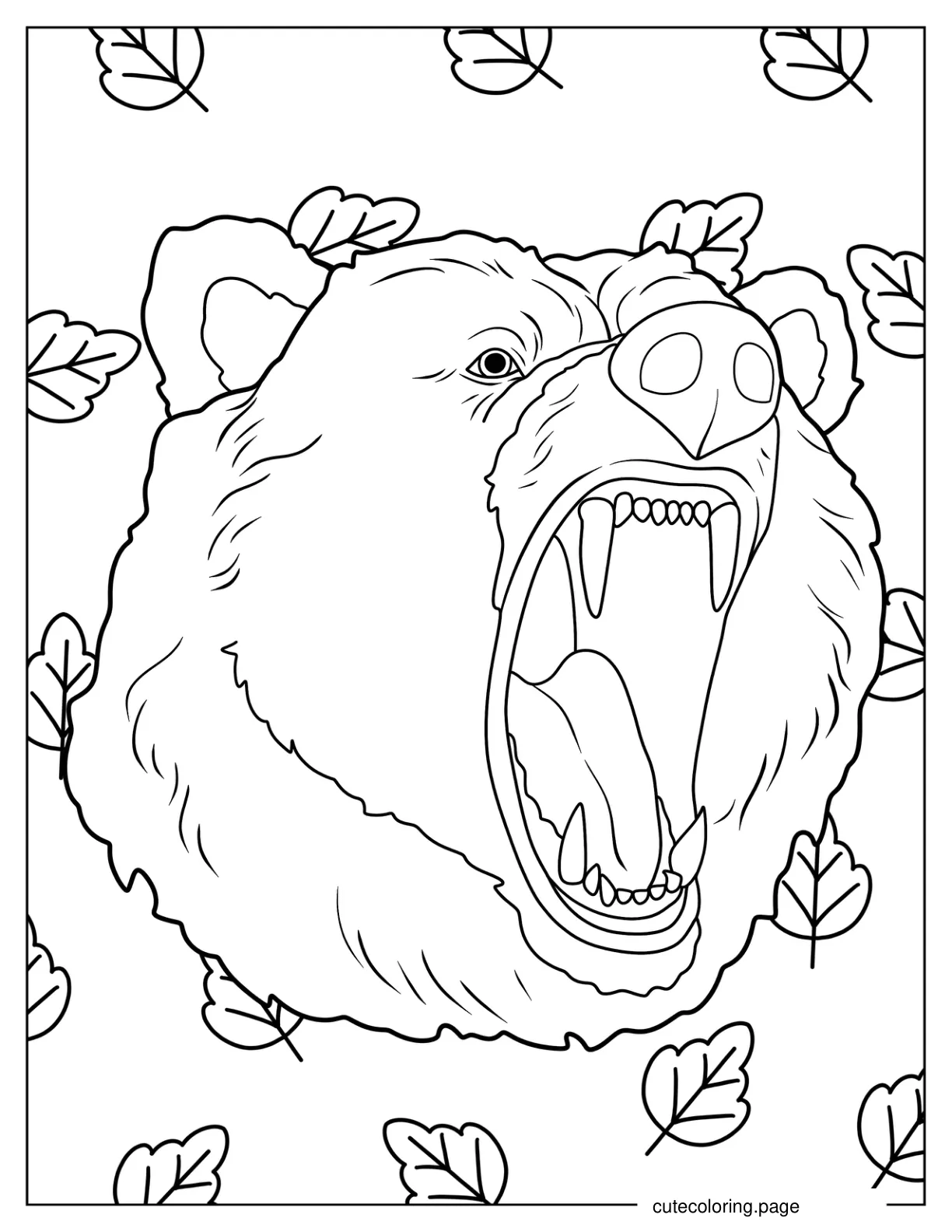 Realistic Bear Roaring Coloring Sheet coloring page