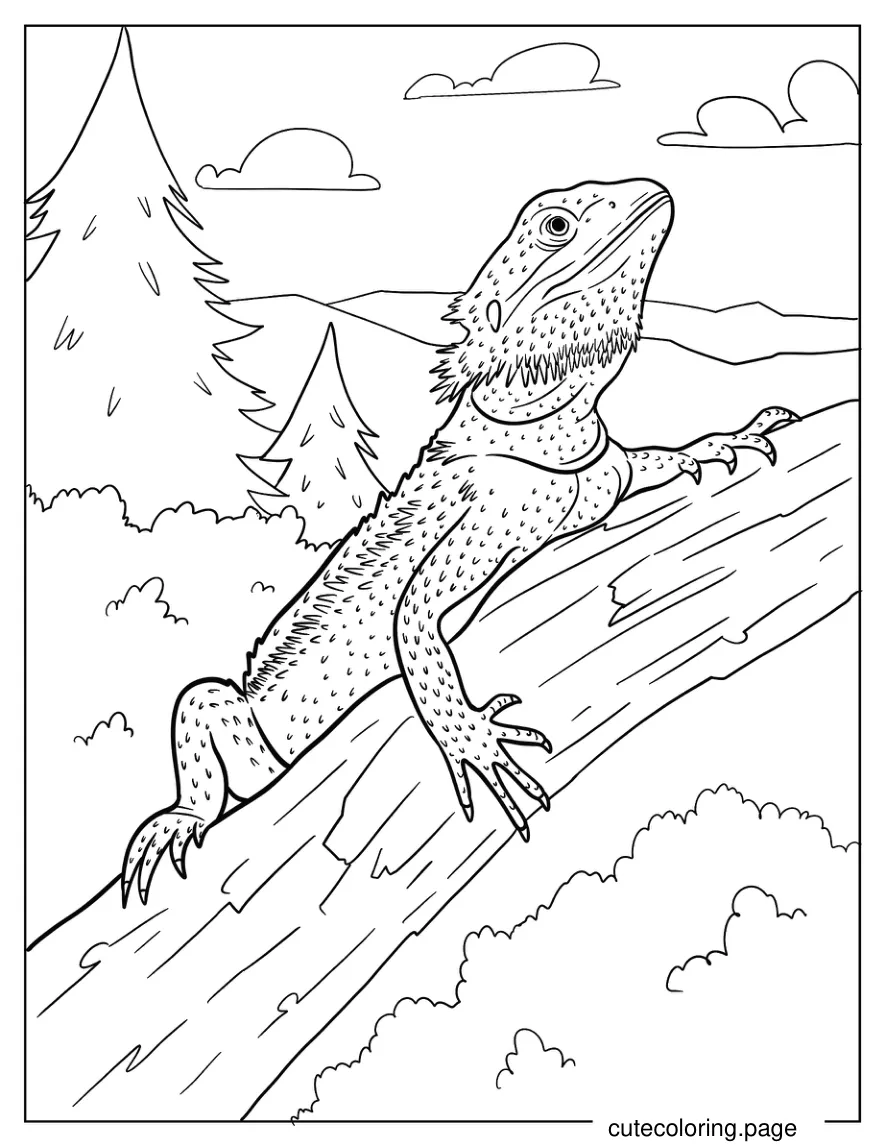 Bearded Dragon Climbing Tree Branch 1 coloring page