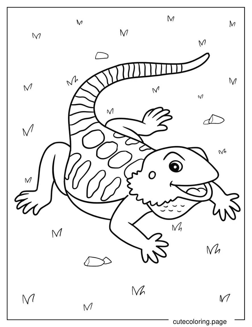 Cartoon Bearded Dragon Coloring Sheet For Kids 1 coloring page