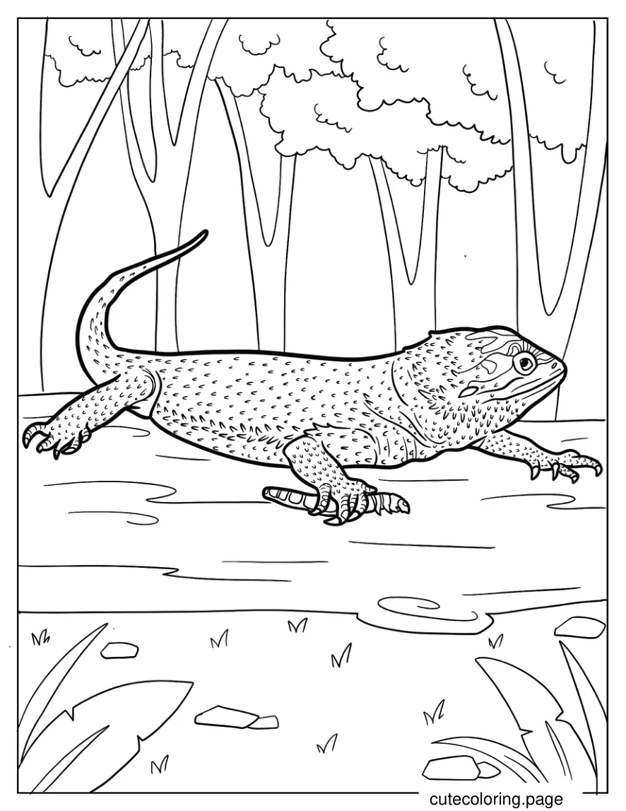 Detailed Bearded Dragon Holding Worm Coloring Page 1 coloring page