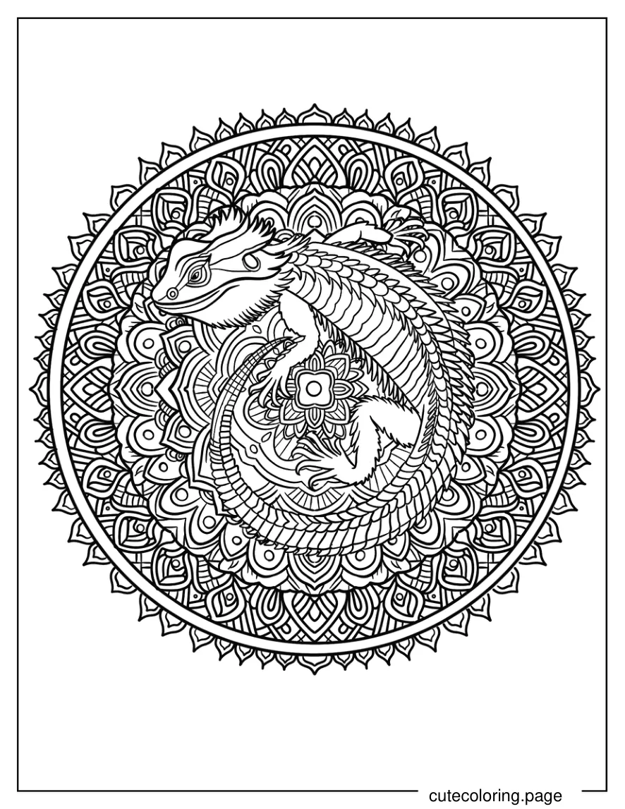 Intricate Bearded Dragon Mandala 1 coloring page