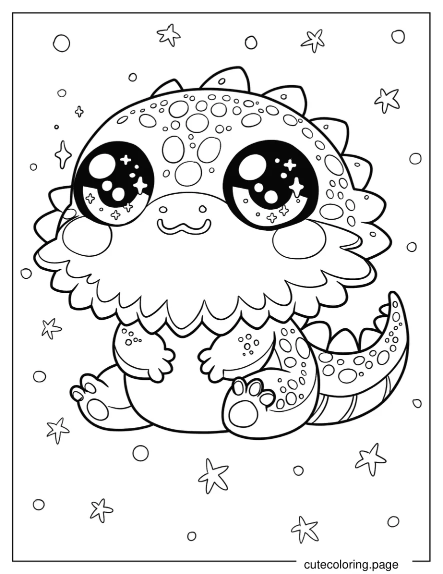 Kawaii Chibi Bearded Dragon With Starry Eyes Coloring Page For Preschoolers 1 coloring page