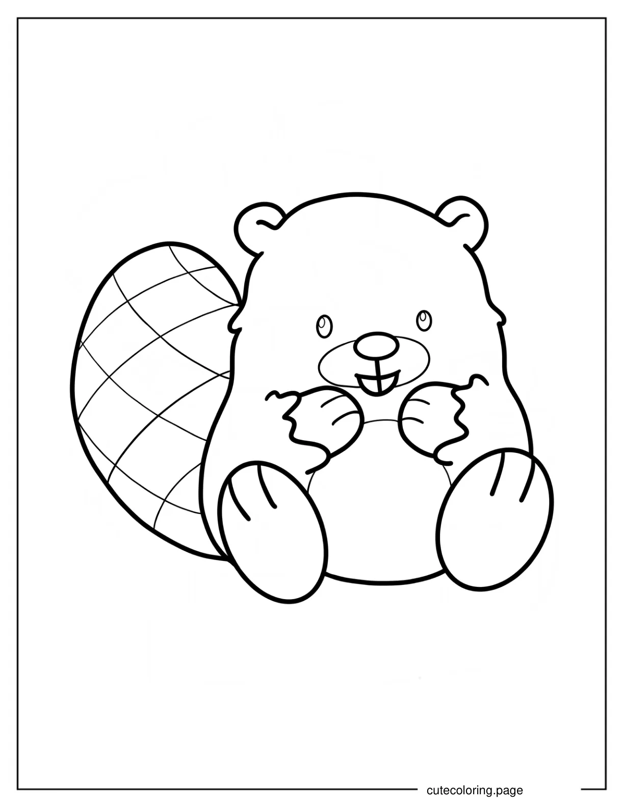 Cute Baby Beaver Coloring Page For Preschoolers coloring page