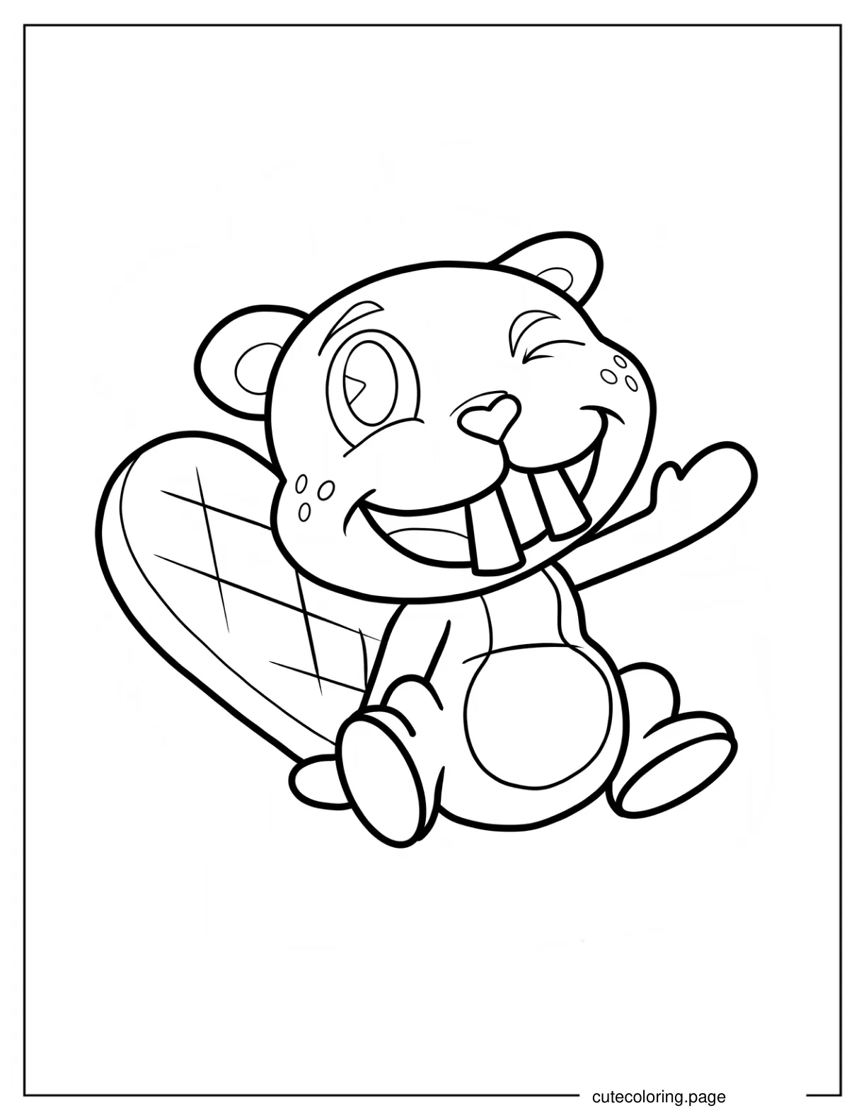 Cute Chibi Beaver Smiling Coloring Sheet For Kids coloring page