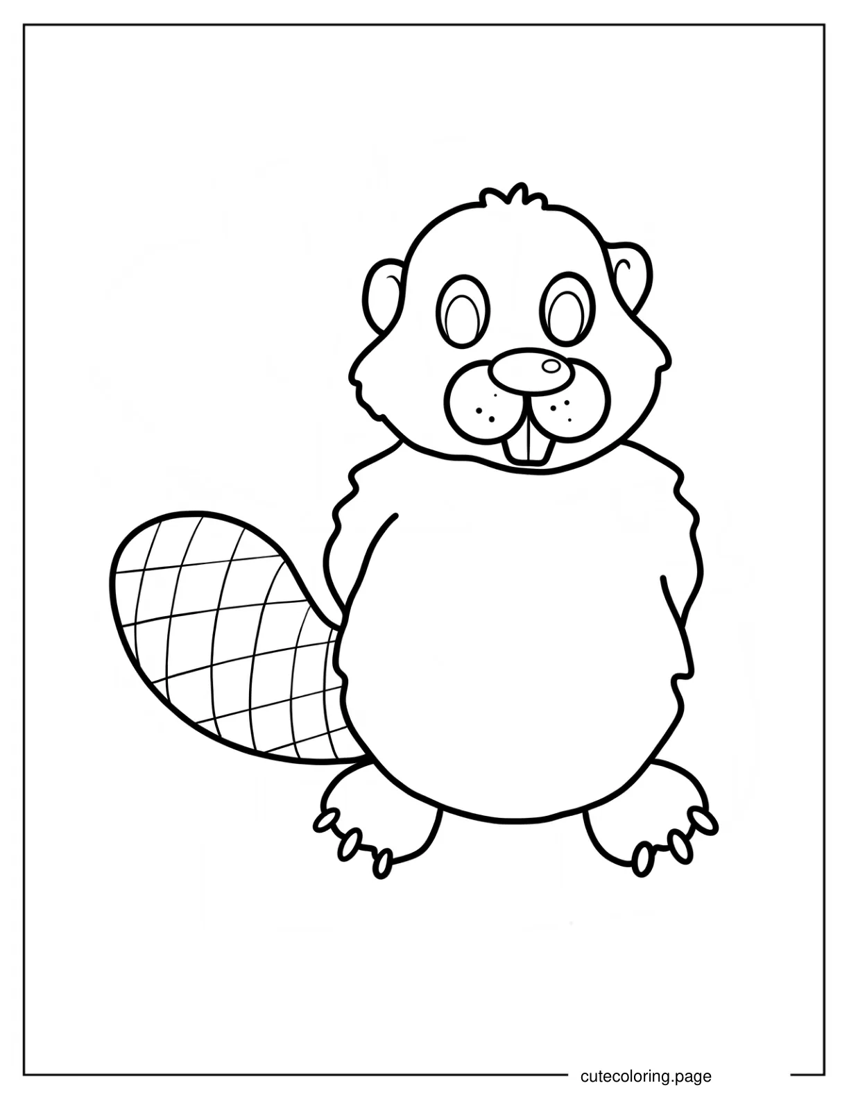 Easy Cartoon Beaver Coloring Sheet For Preschoolers coloring page