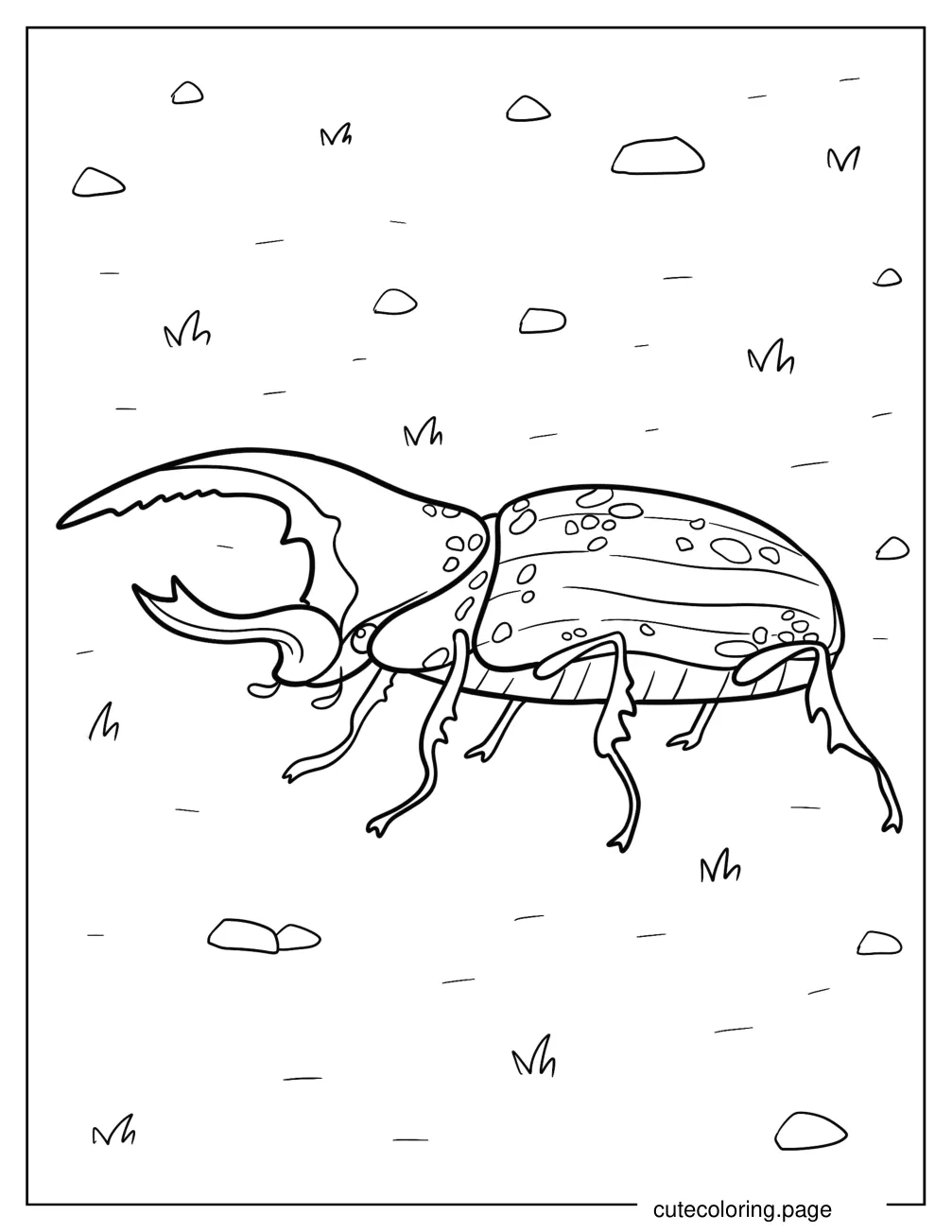 Detailed Hercules Beetle On The Grass coloring page