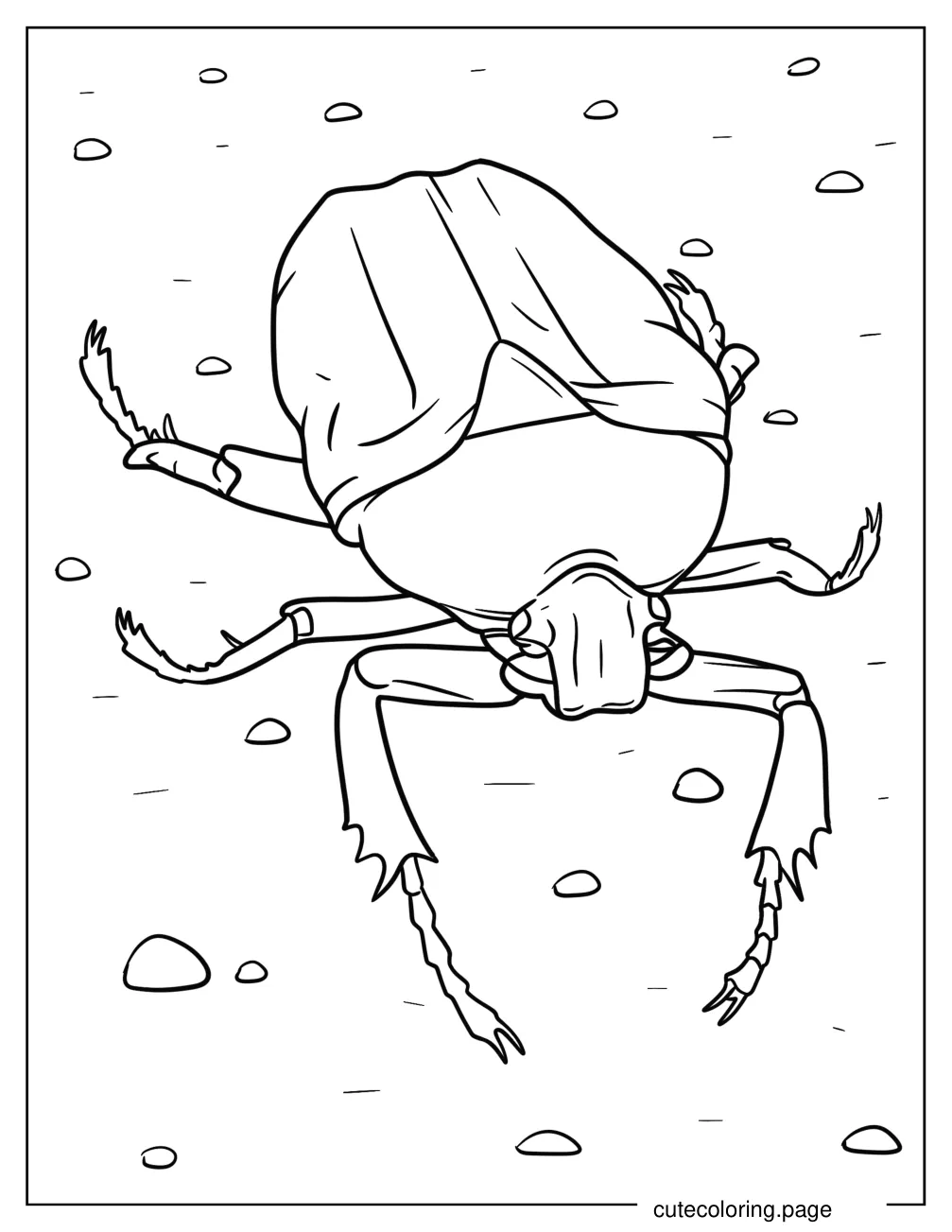 Green Scarab Beetle On The Ground coloring page