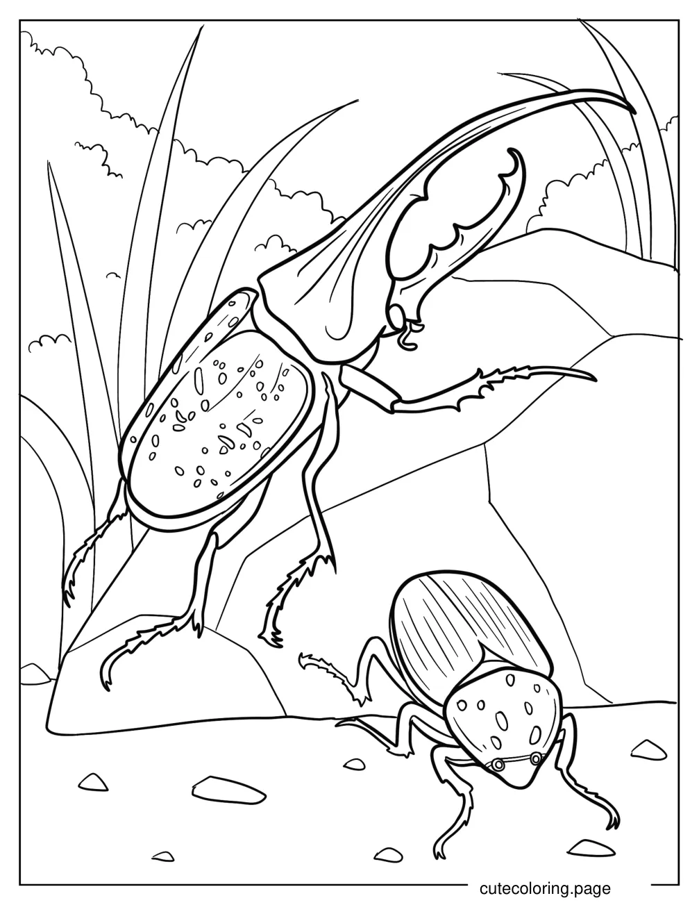 Hercules Beetle Climbing Rock coloring page