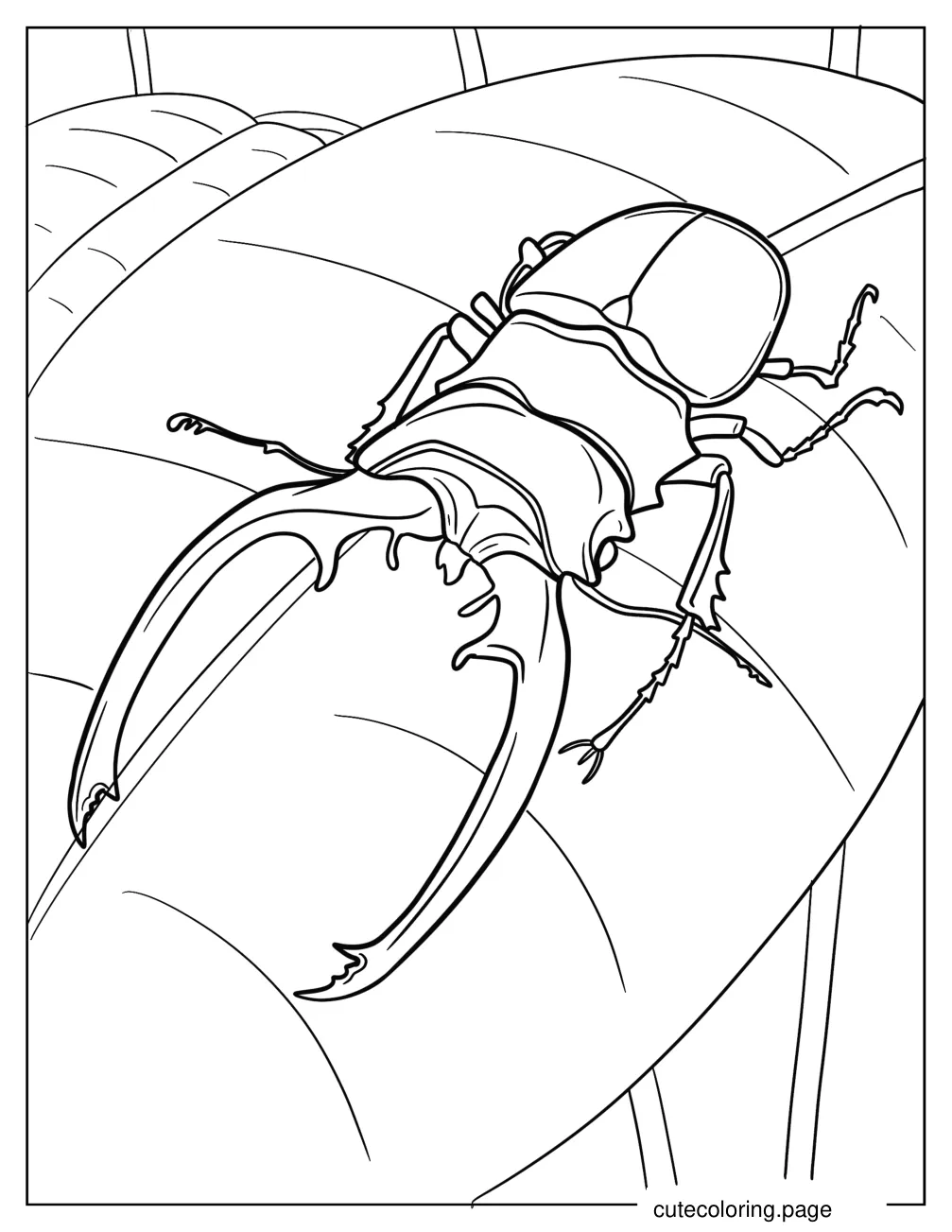 Scary Large Stag Beetle On Leaf Coloring Sheet coloring page