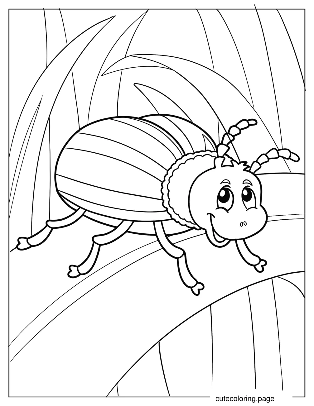 Smiling Beetle Coloring Page For Kids coloring page