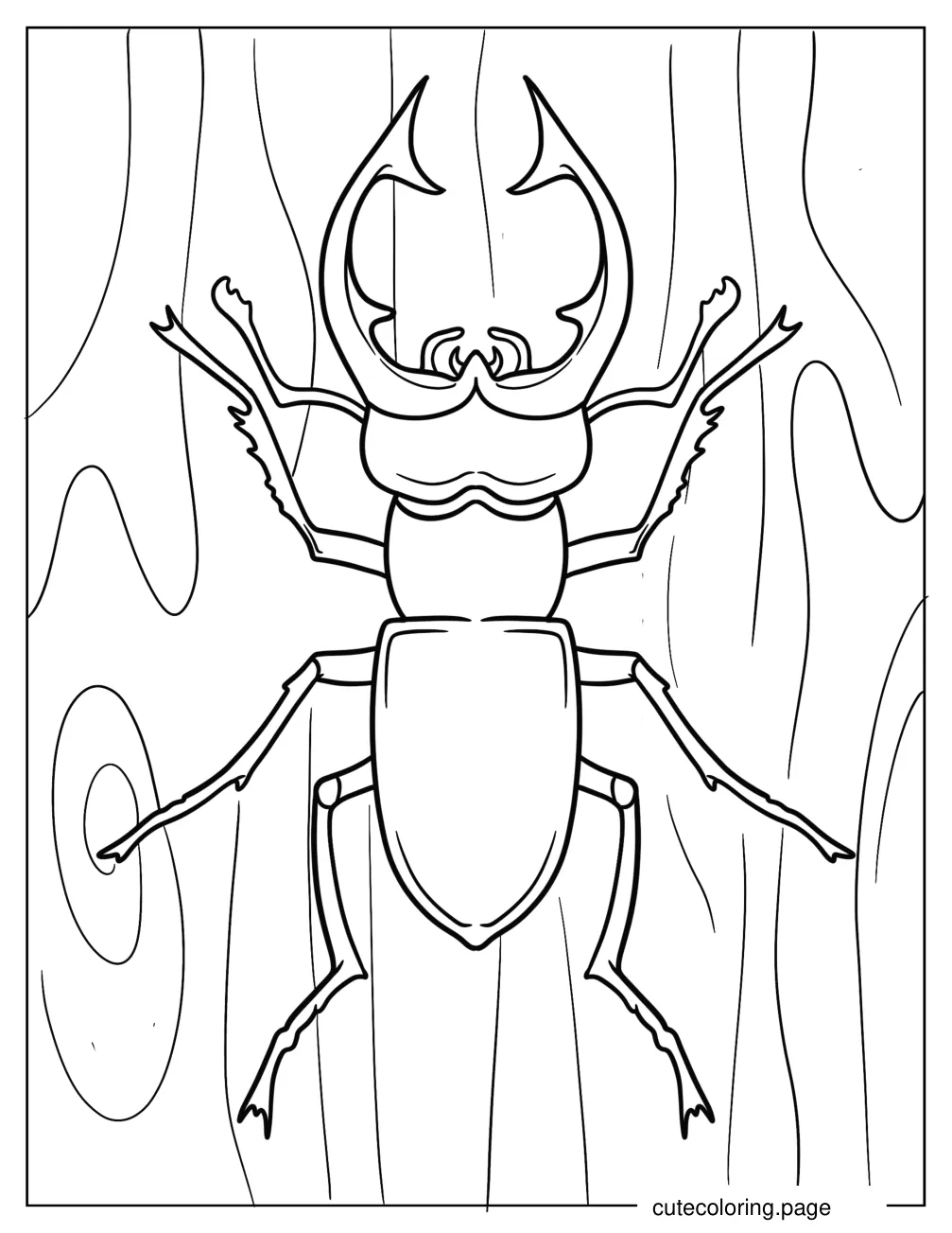 Stag Beetle On Textured Wood Coloring Sheet coloring page