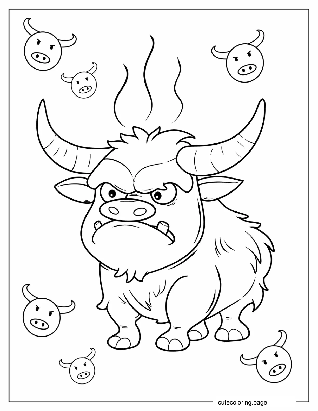 Coloring Page Of Angry Cartoon Bull coloring page