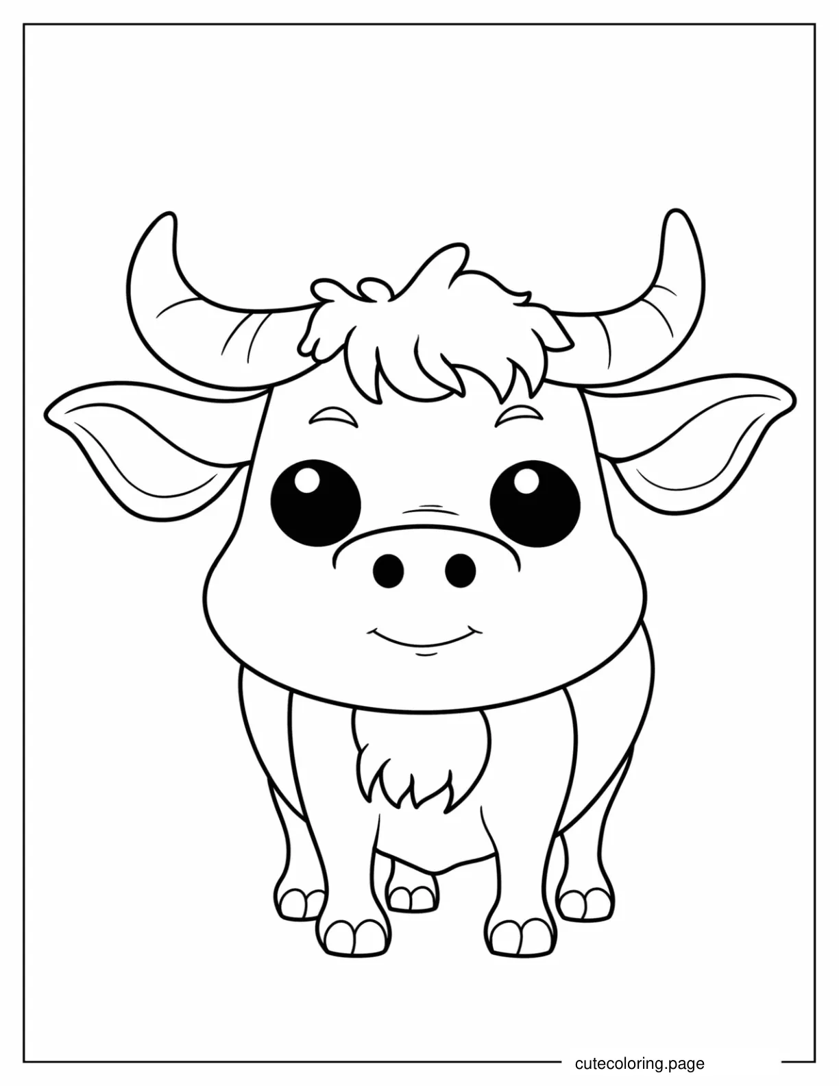 Cute Chibi Bull Coloring In For Preschoolers coloring page