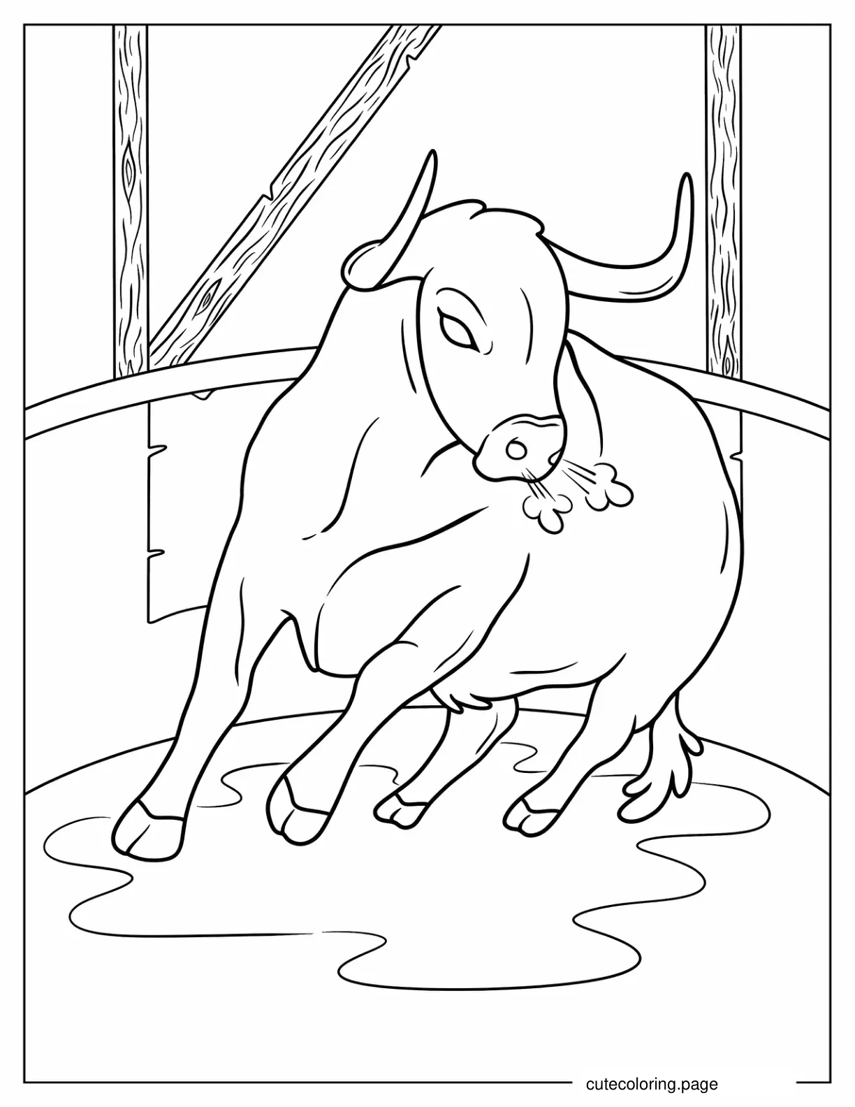 Easy Outline Of Fighting Bull Coloring In coloring page